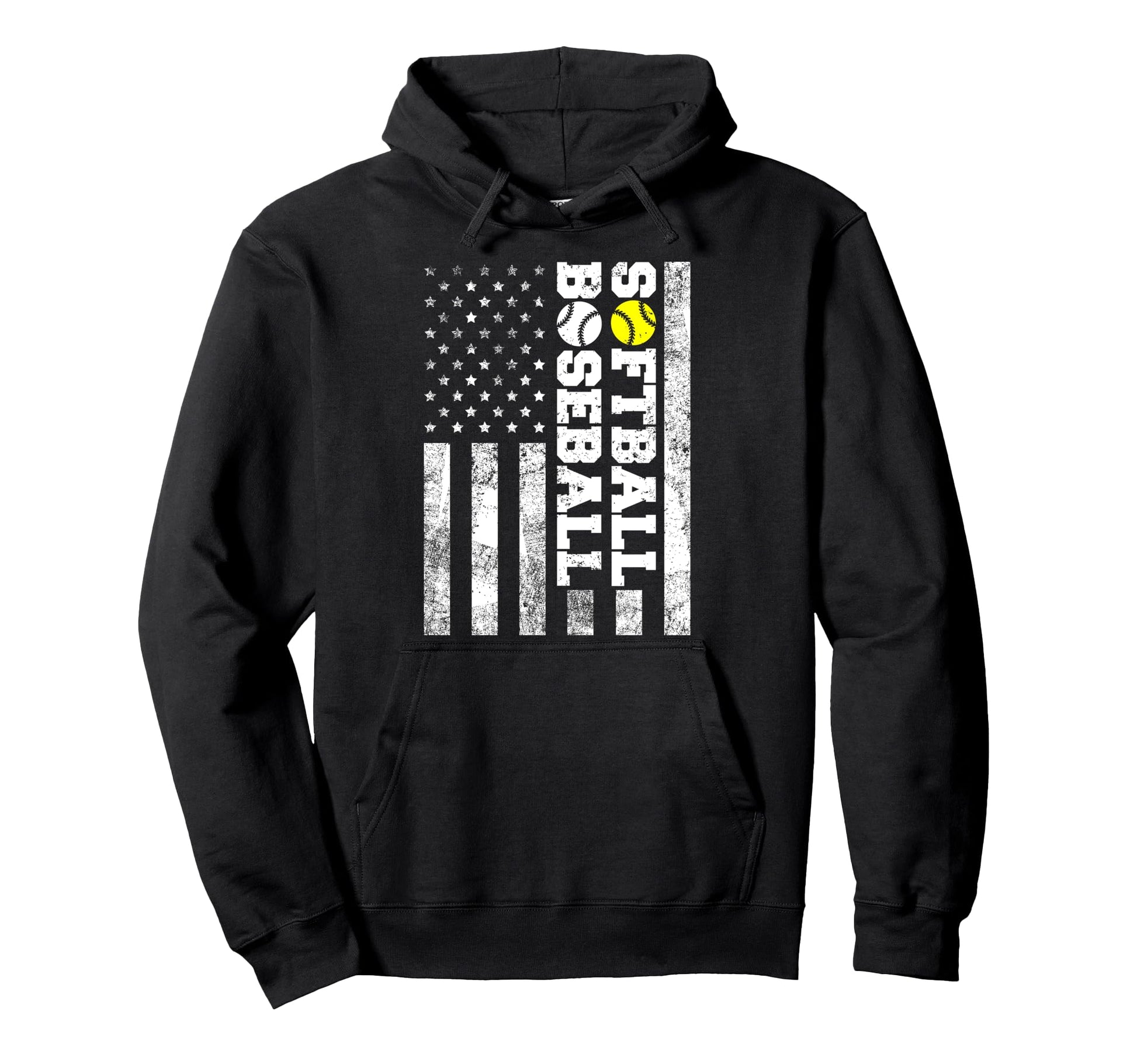 American Distressed Flag Funny Baseball Hoodie - Custom Art Print Unisex - T-Shirt, Sweatshirt, Hoodie