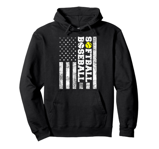 American Distressed Flag Funny Baseball Hoodie - Custom Art Print Unisex - T-Shirt, Sweatshirt, Hoodie