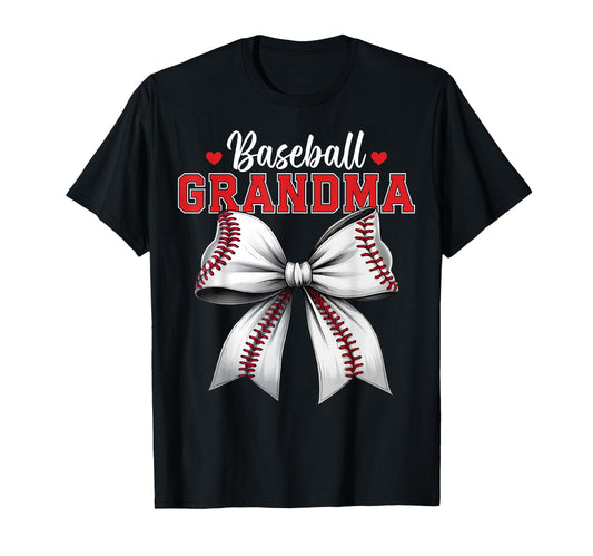 Baseball Grandma Coquette Ribbon Bow T-Shirt - Unique Graphic Unisex - T-Shirt, Sweatshirt, Hoodie