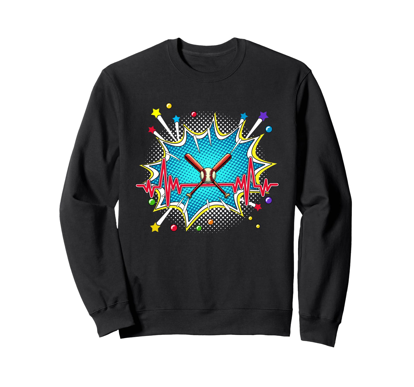 Baseball Pop Art Comic Sweatshirt - Casual Everyday Wear Men Women - T-Shirt, Sweatshirt, Hoodie