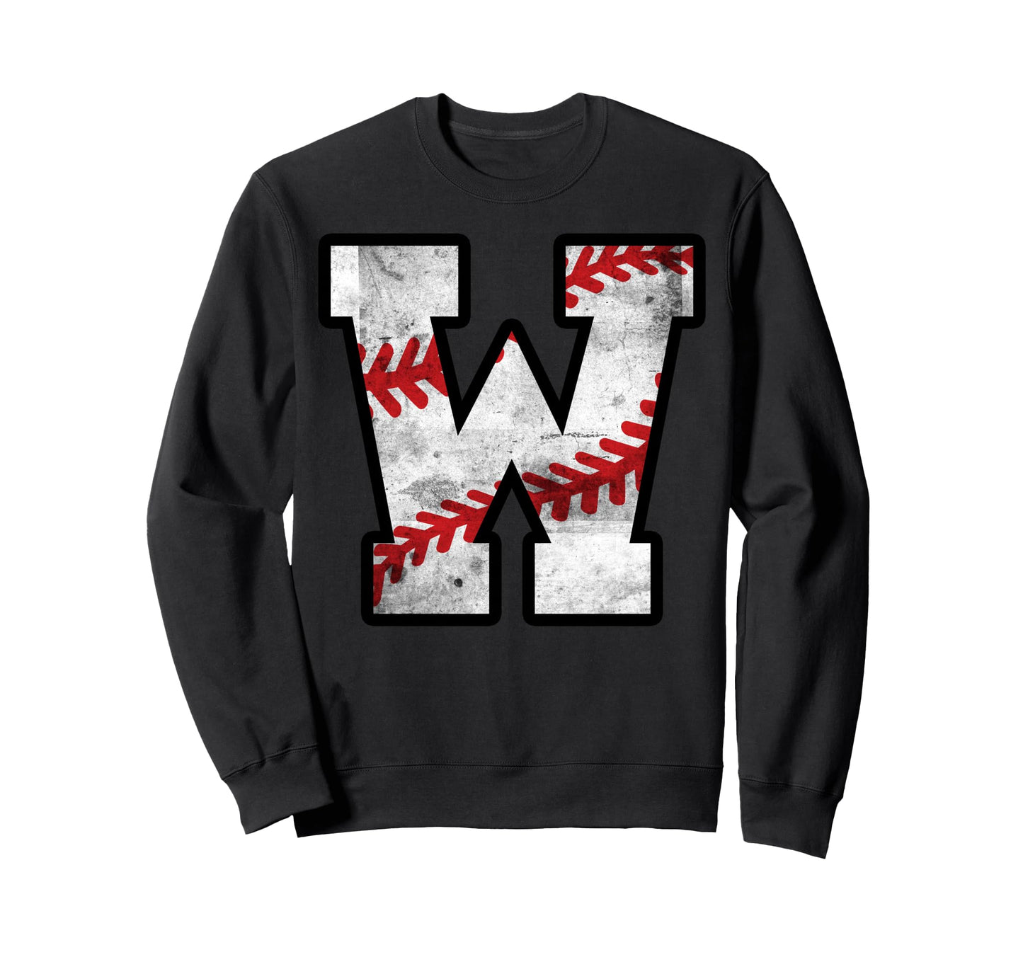 Distressed Baseball Letter W Sweatshirt - Casual Everyday Wear Men Women - T-Shirt, Sweatshirt, Hoodie
