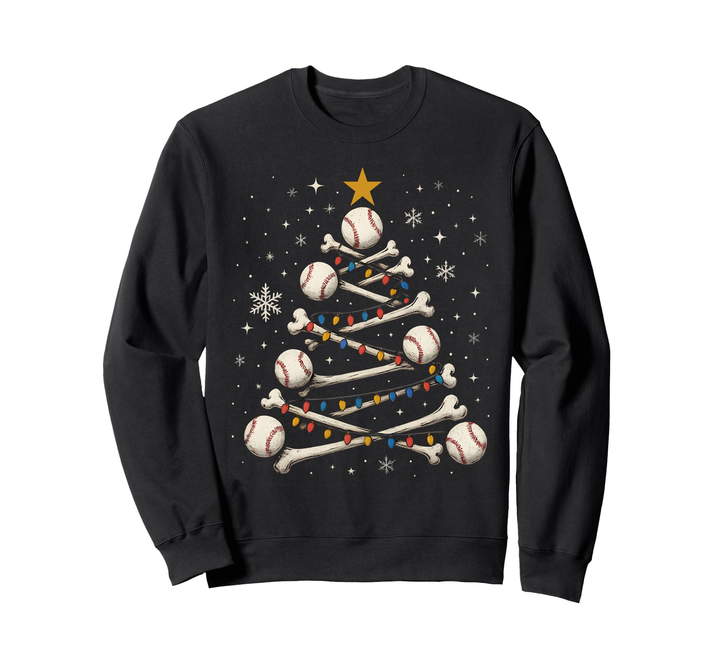 Baseball Tree Skeleton Bones Sweatshirt - Minimalist Print for Adults - T-Shirt, Sweatshirt, Hoodie