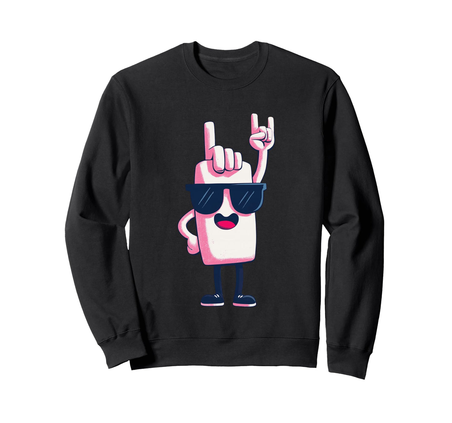 Foam Finger Rock Hand Sign Mascot Sweatshirt - Graphic Print for Adults - T-Shirt, Sweatshirt, Hoodie