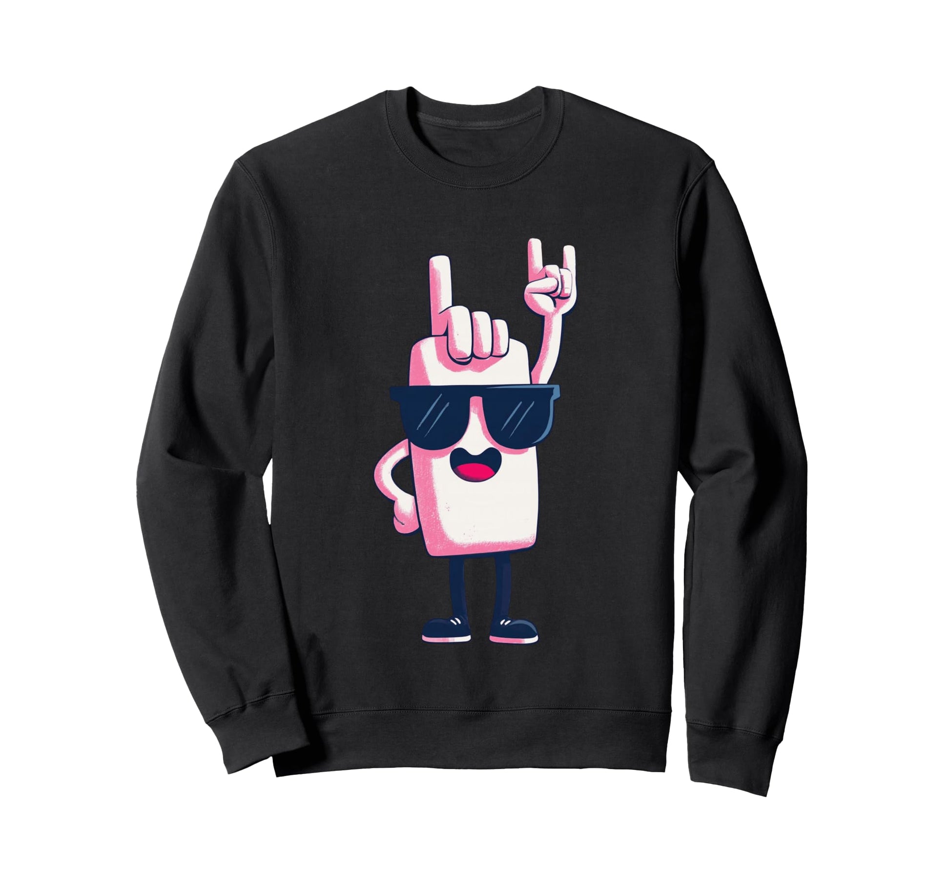 Foam Finger Rock Hand Sign Mascot Sweatshirt - Graphic Print for Adults - T-Shirt, Sweatshirt, Hoodie