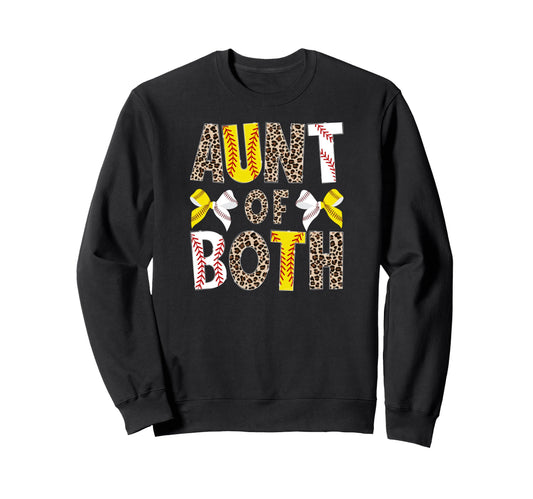 Aunt Both Leopard Softball Baseball Sweatshirt - Unique Graphic for Adults - T-Shirt, Sweatshirt, Hoodie