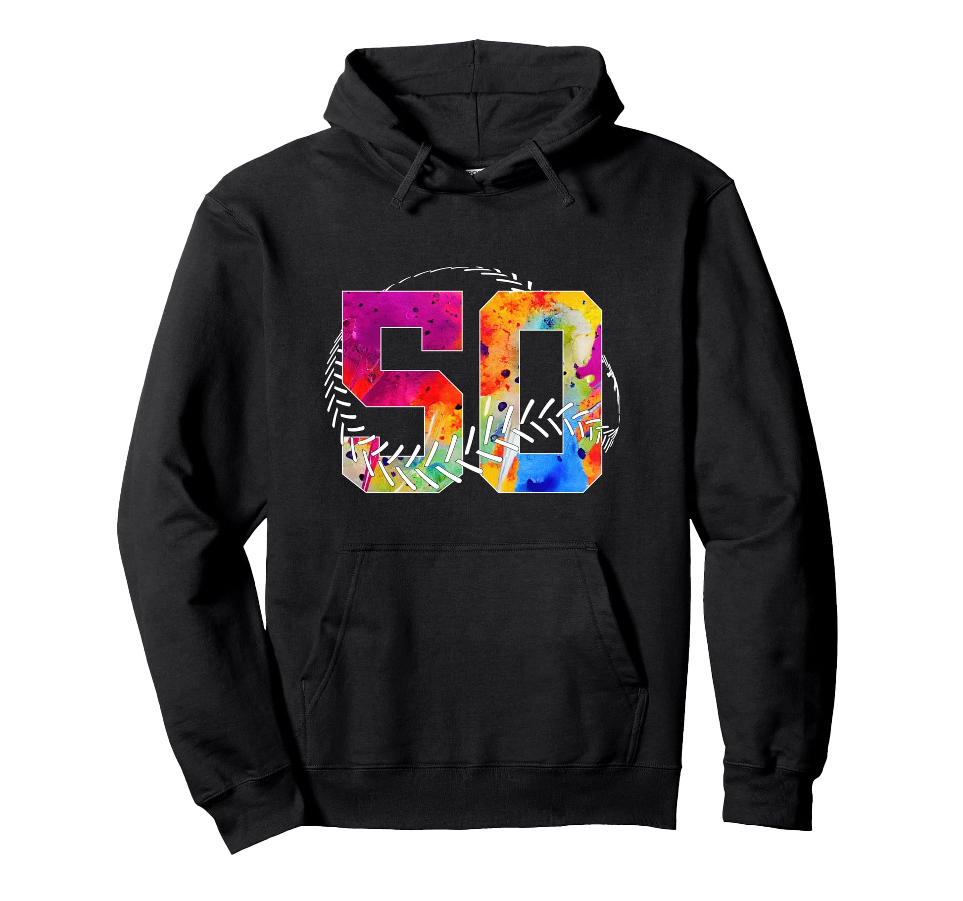 Number 50 Years Baseball 50Th Birthday Hoodie - Minimalist Print for Adults - T-Shirt, Sweatshirt, Hoodie