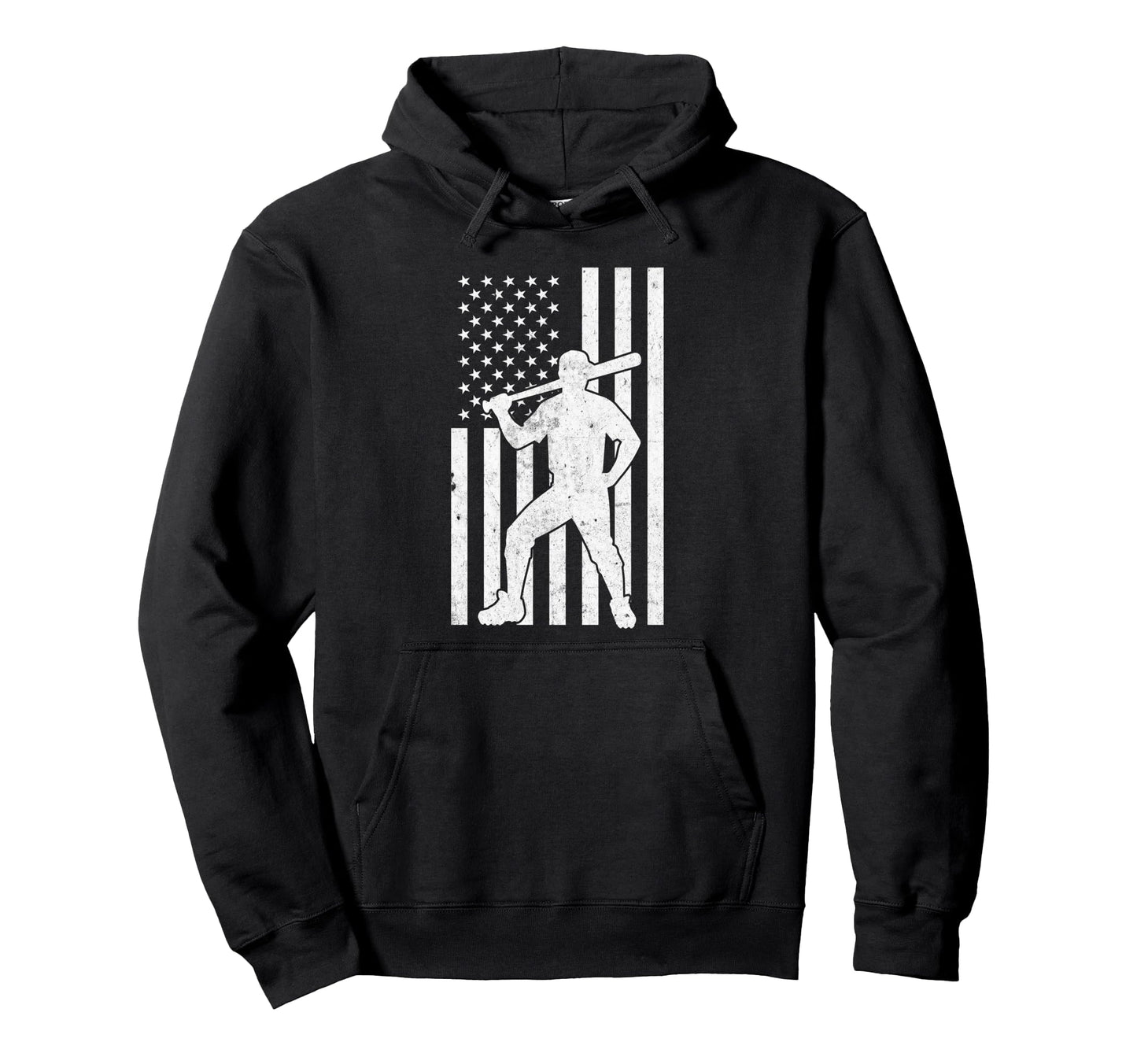 Baseball Player Distressed Patriotic Hoodie - Casual Everyday Wear Unisex - T-Shirt, Sweatshirt, Hoodie