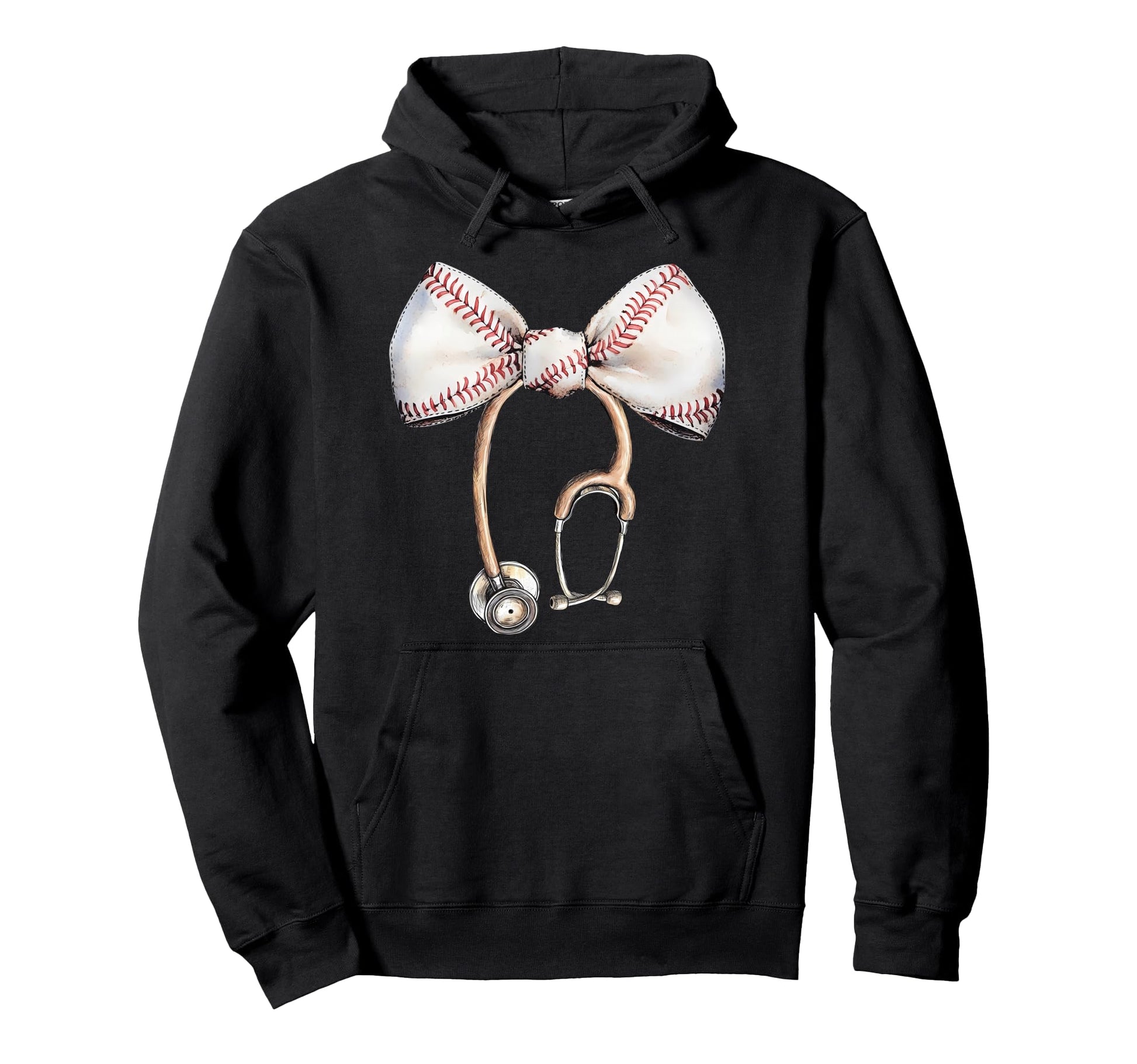 Coquette Bow Stethoscope Baseball Nurse Hoodie - Novelty Apparel Men Women - T-Shirt, Sweatshirt, Hoodie