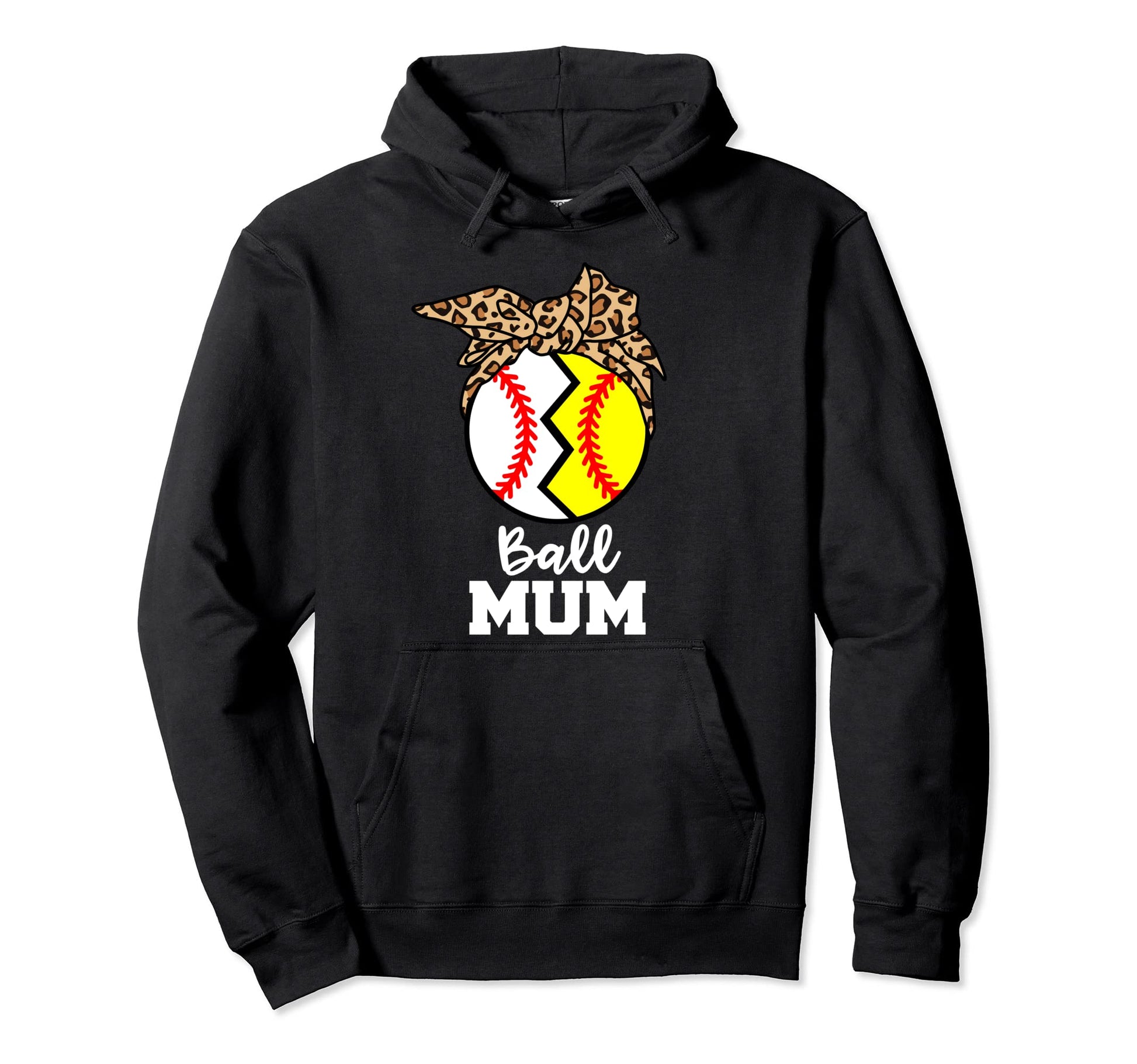 Ball Mum Funny Baseball Softball Mum Hoodie - Graphic Print for Adults - T-Shirt, Sweatshirt, Hoodie
