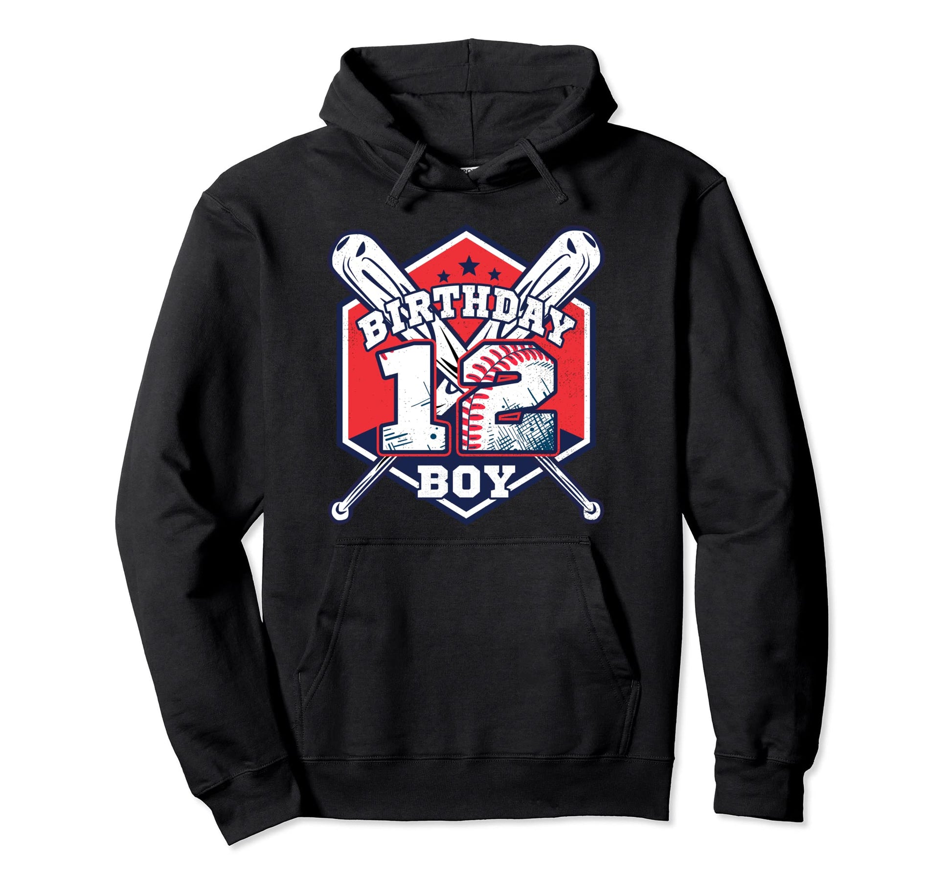12 Years Old 12Th Baseball Birthday Hoodie - Trendy Graphic Men Women - T-Shirt, Sweatshirt, Hoodie
