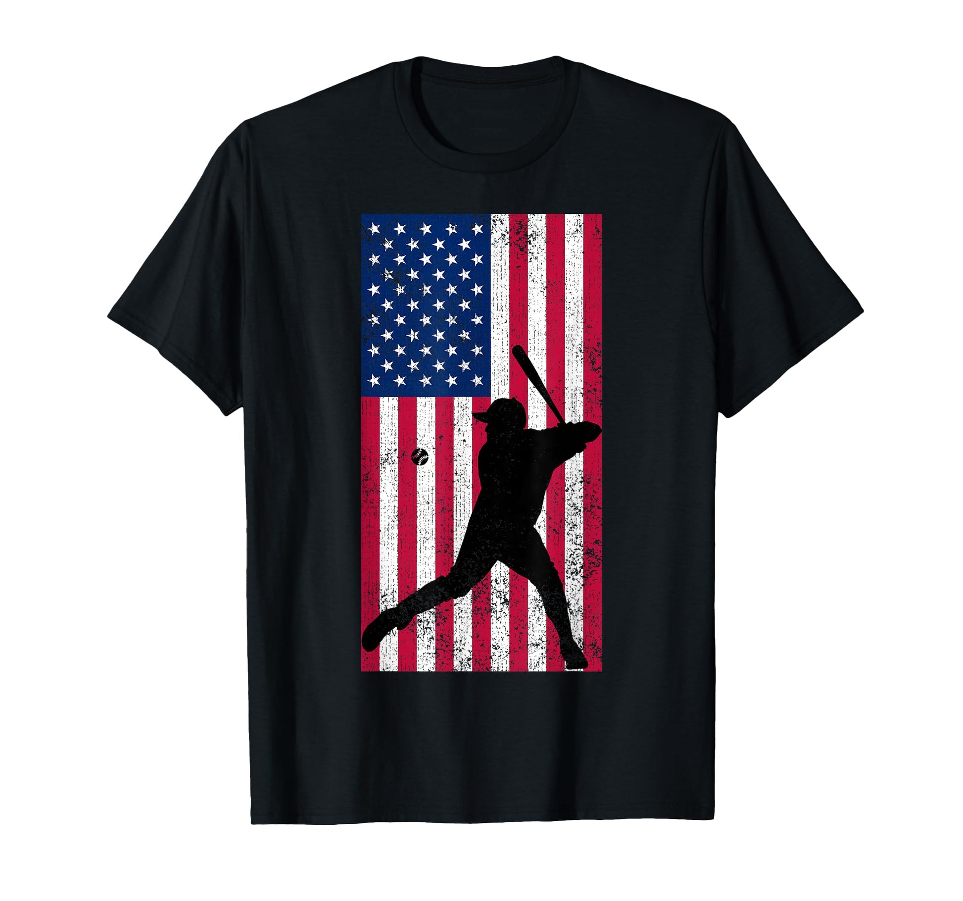 Baseball Player Distressed American T-Shirt - Unique Graphic Men Women - T-Shirt, Sweatshirt, Hoodie
