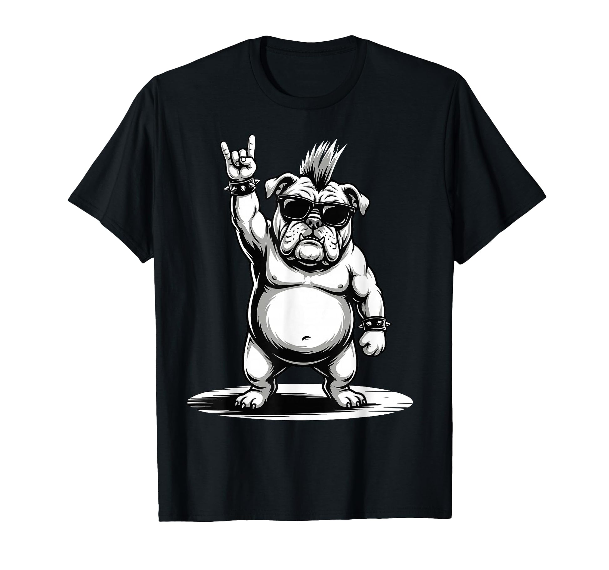Funny Bulldog Loving Rock And Roll T-Shirt - Trendy Graphic for Adults - T-Shirt, Sweatshirt, Hoodie
