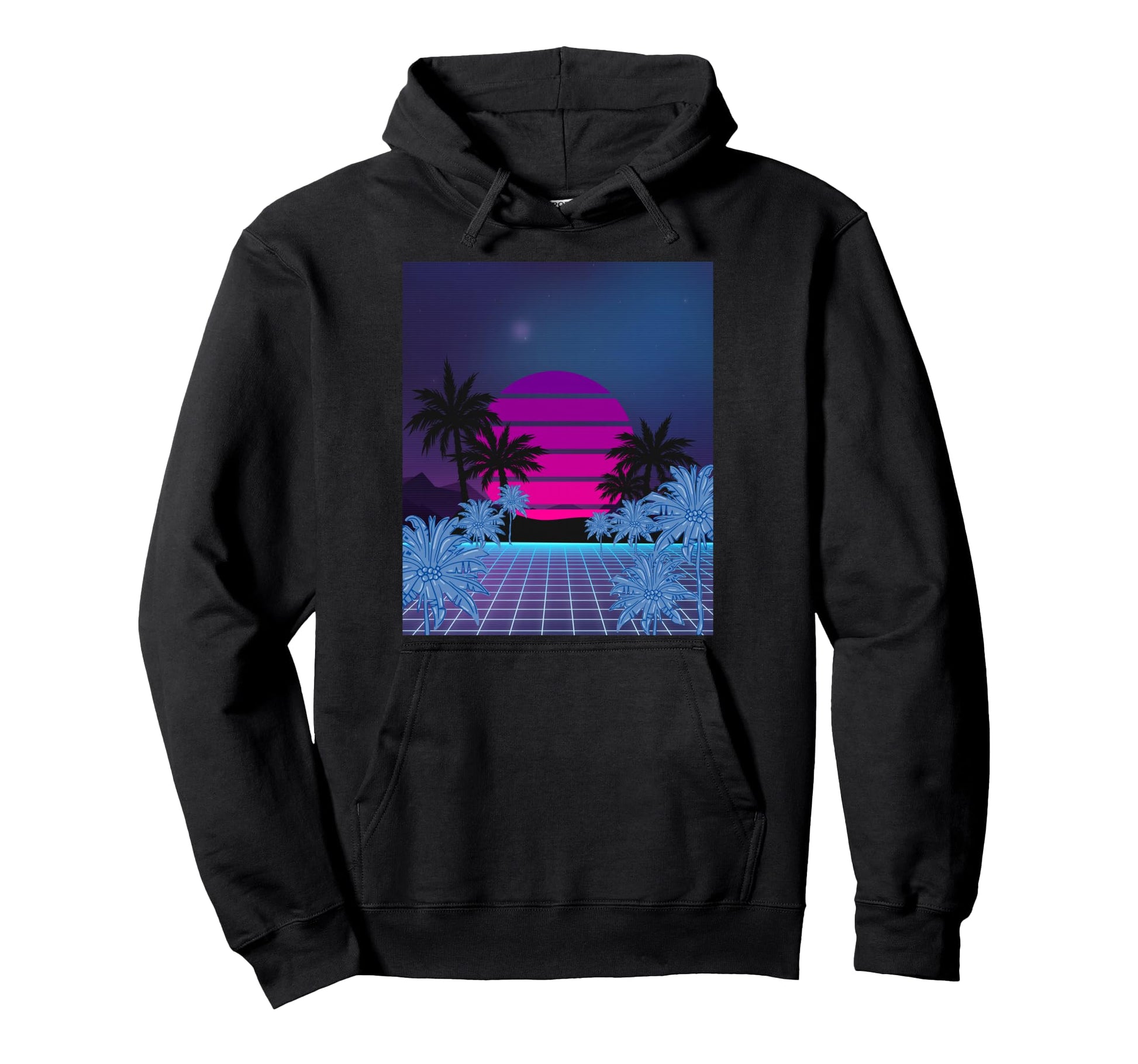 80S Vaporwave Palm Trees Sunset Synthwave Hoodie - Minimalist Print Unisex - T-Shirt, Sweatshirt, Hoodie