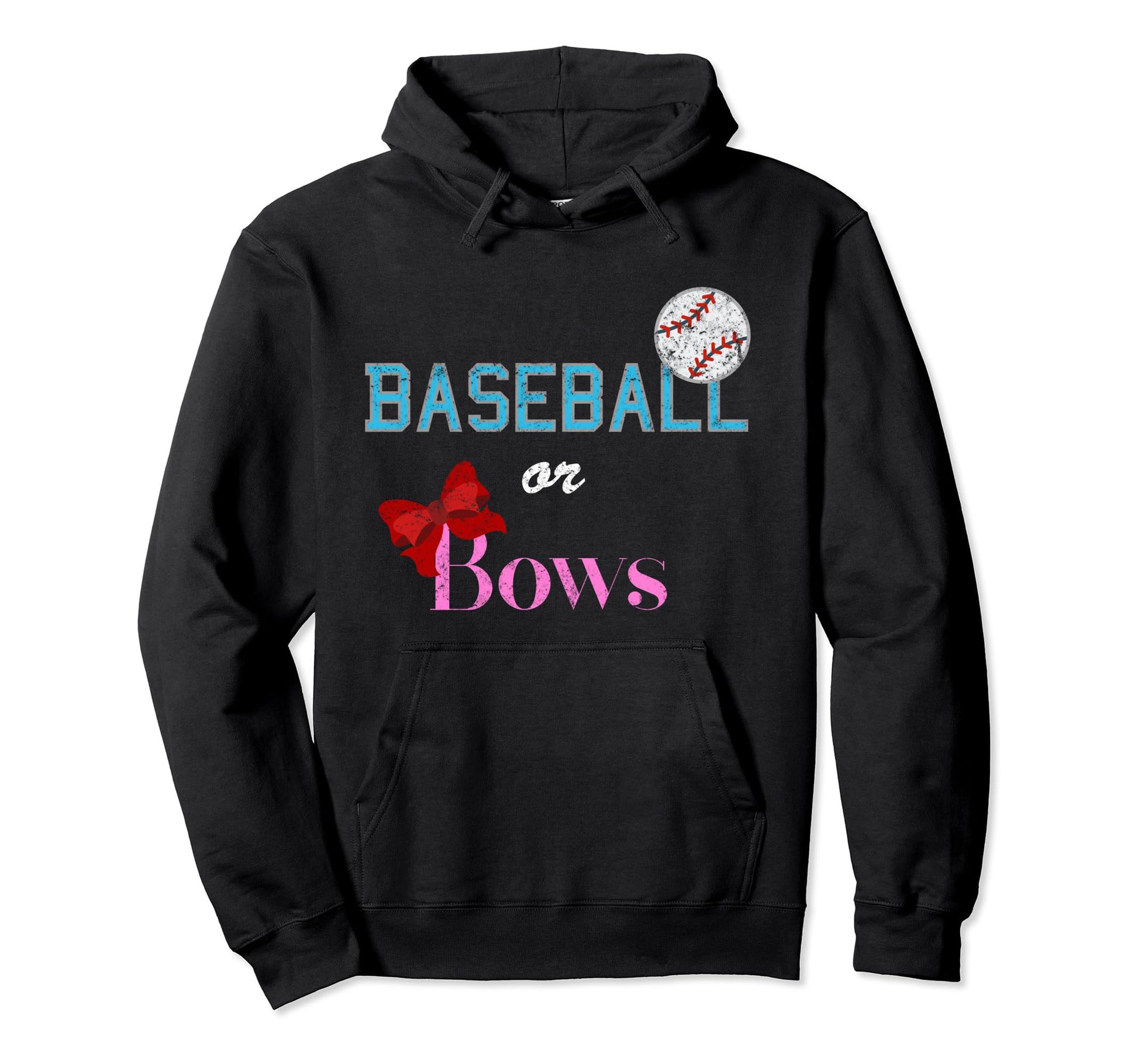 Baseball Or Bows Gender Reveals Hoodie - Minimalist Print for Adults - T-Shirt, Sweatshirt, Hoodie