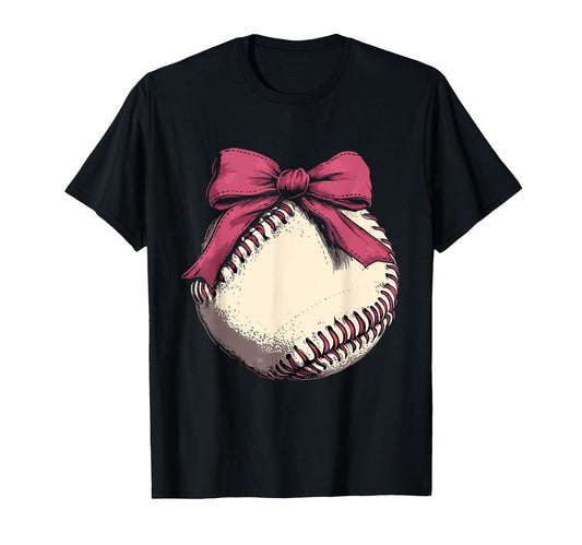 Baseball Coquette Bow Baseball Mom T-Shirt - Aesthetic Graphic for Adults - T-Shirt, Sweatshirt, Hoodie
