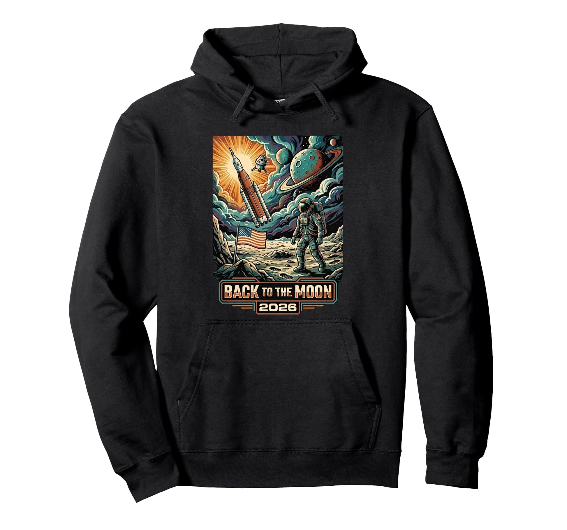 Back To Moon 2026 Funny Astronaut Space Hoodie - Trendy Graphic Men Women - T-Shirt, Sweatshirt, Hoodie