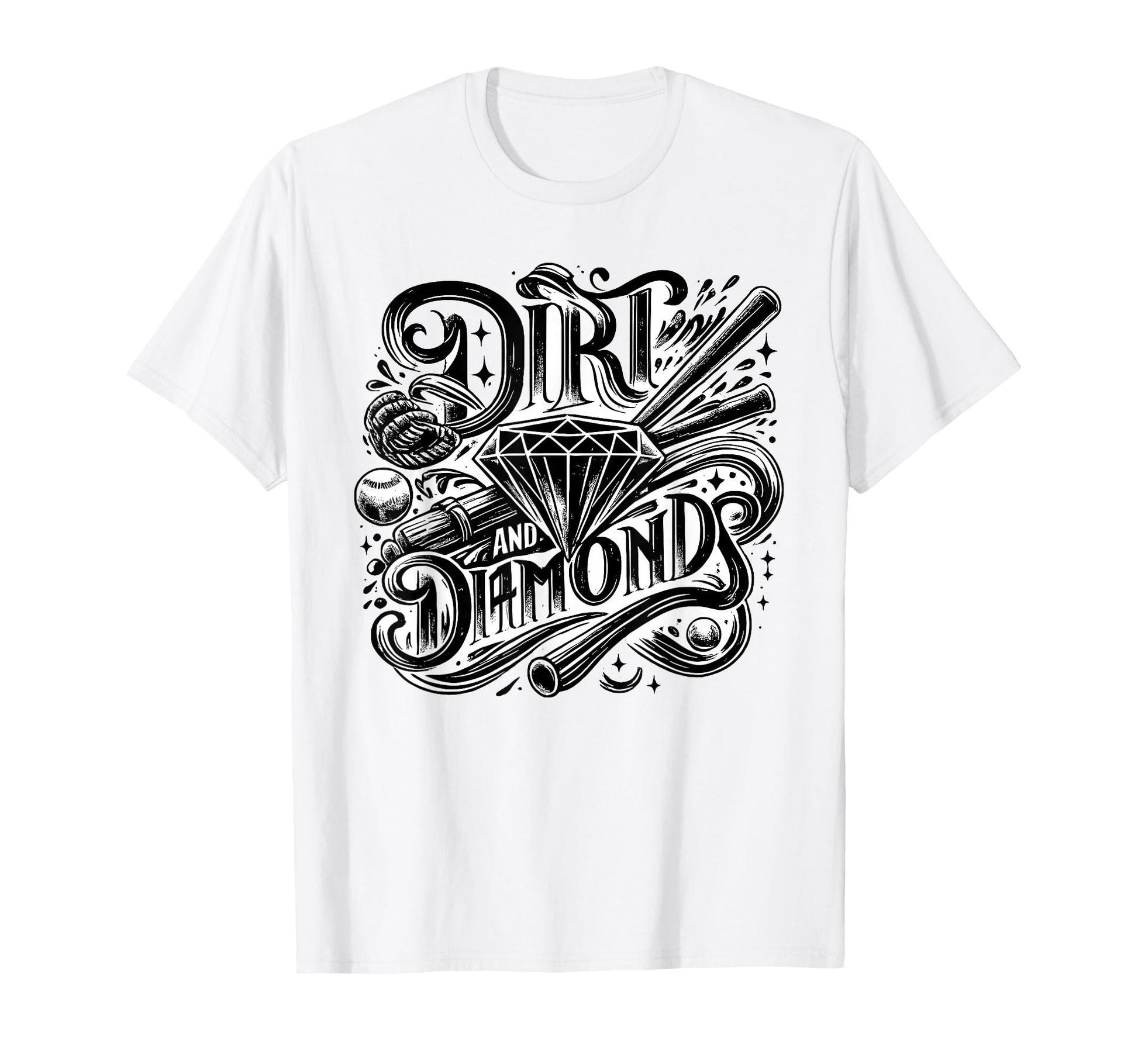 Dirt And Diamonds Baseball Baseball T-Shirt - Custom Art Print Men Women - T-Shirt, Sweatshirt, Hoodie
