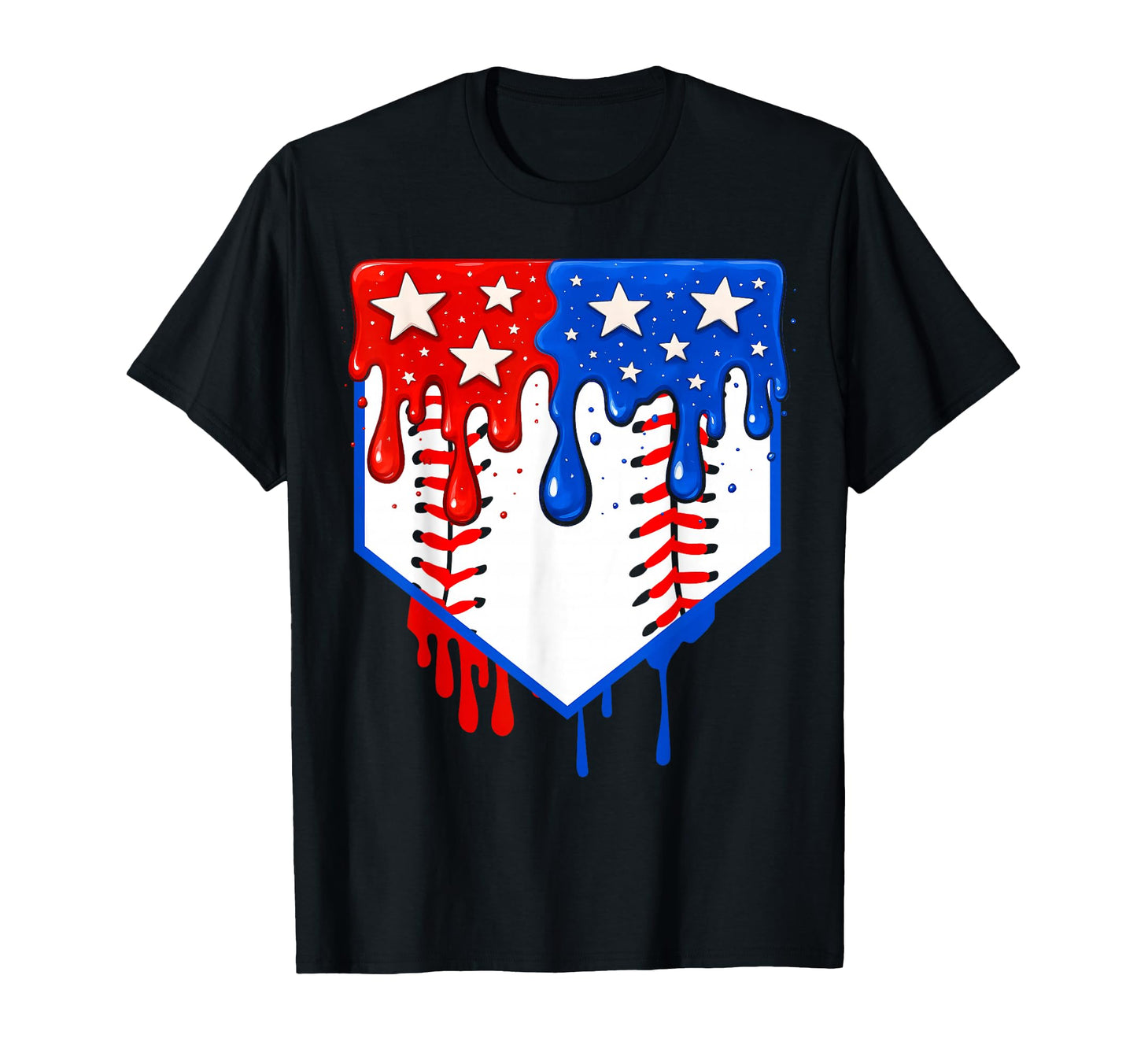 Baseball Drip American Flag Home T-Shirt - Custom Art Print for Adults - T-Shirt, Sweatshirt, Hoodie