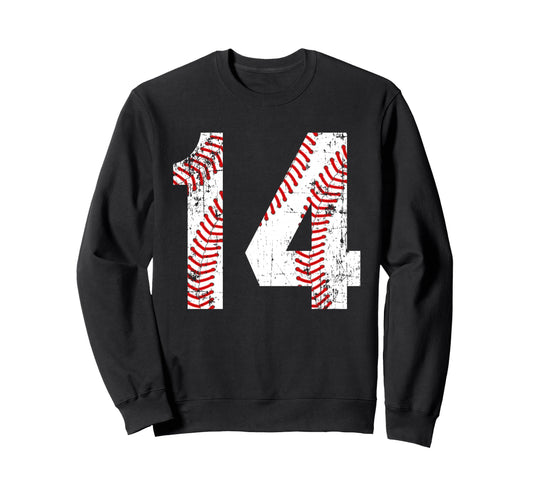 Baseball 14 Jersey Number Sweatshirt - Custom Art Print Men Women - T-Shirt, Sweatshirt, Hoodie