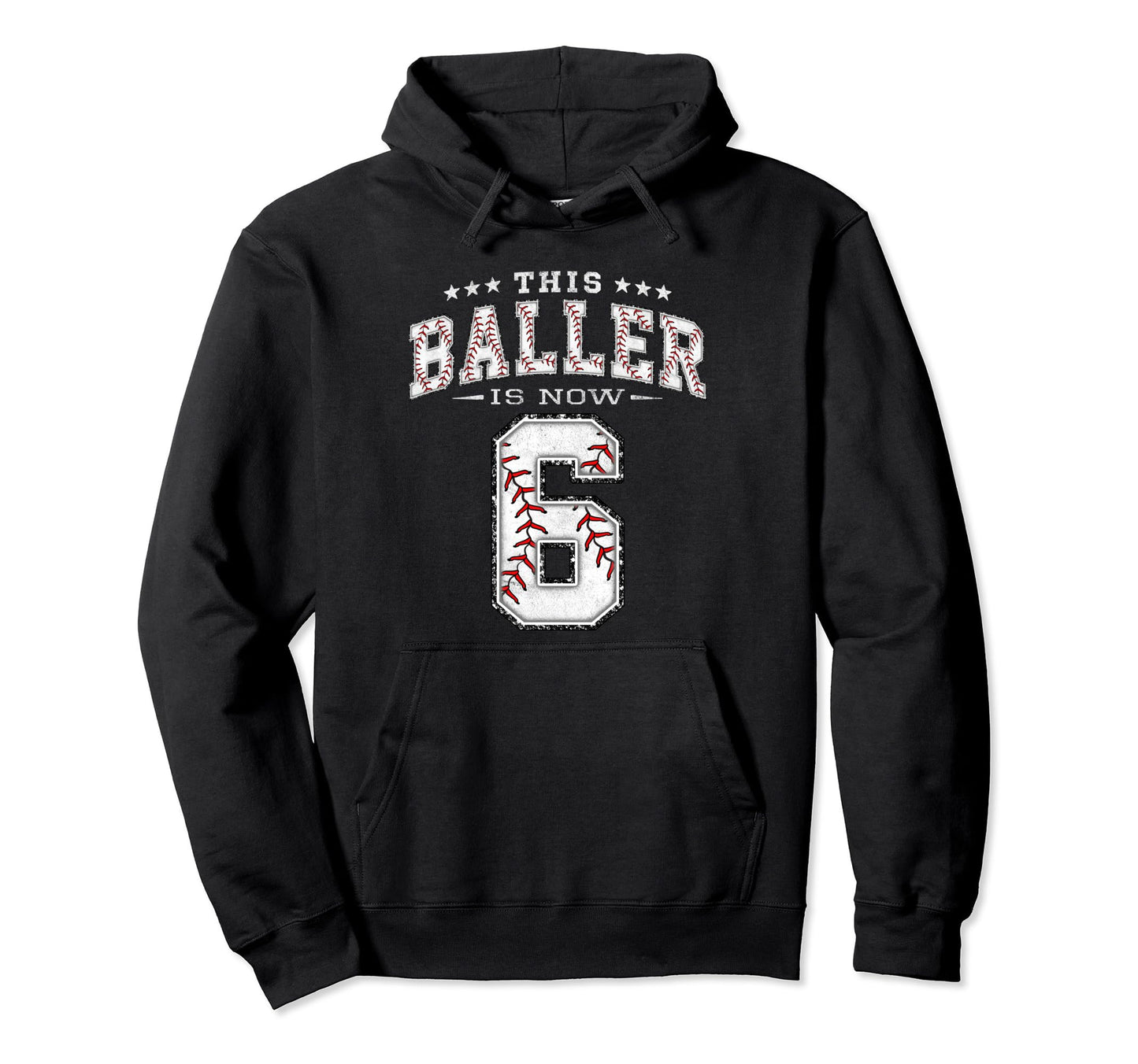 6 Years Old Birthday Baseball Theme Six Hoodie - Minimalist Print Unisex - T-Shirt, Sweatshirt, Hoodie