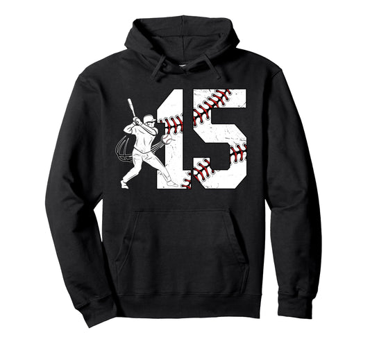 15Th Birthday Baseball Fifteen Year Hoodie - Minimalist Print Men Women - T-Shirt, Sweatshirt, Hoodie