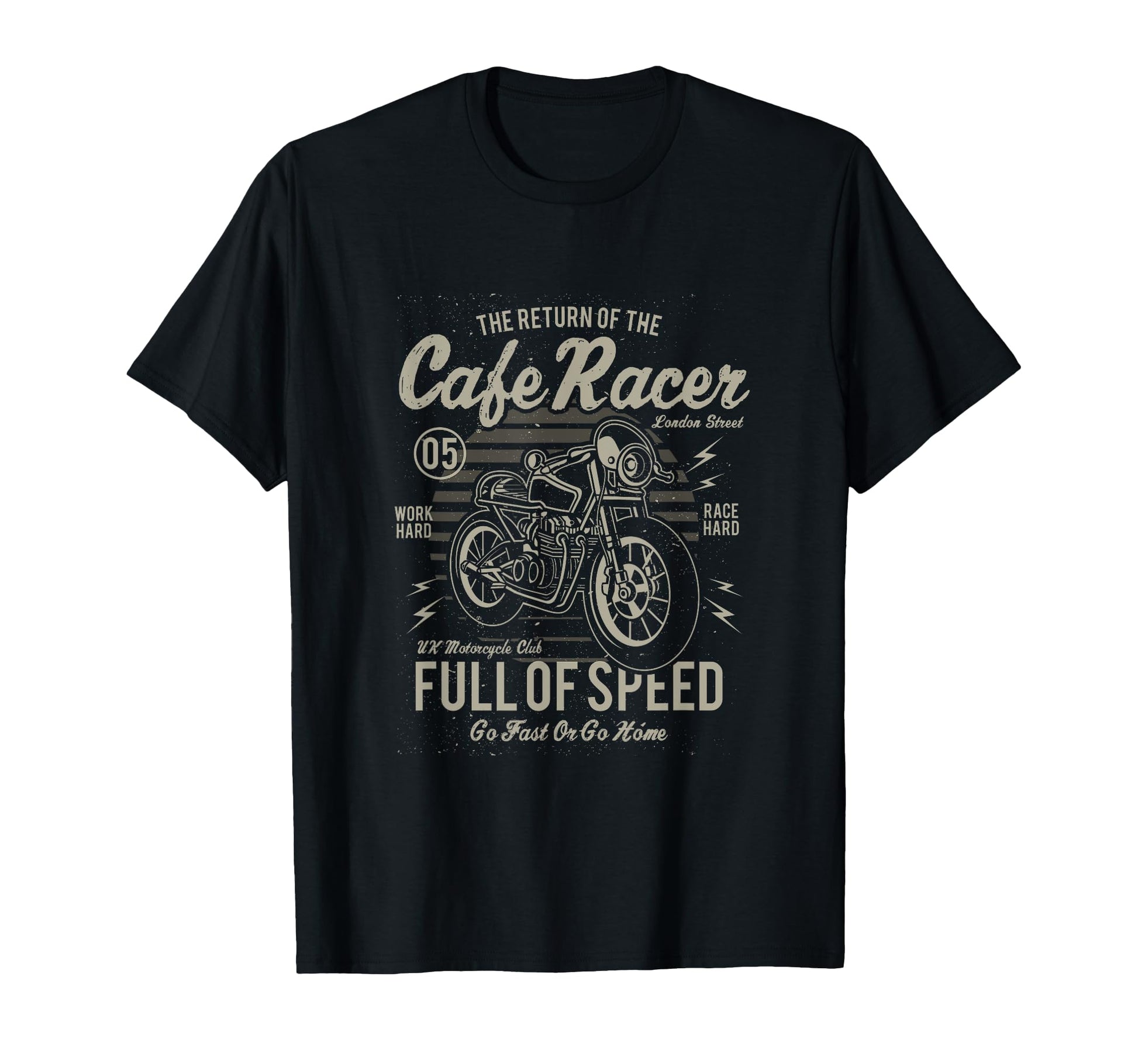 Cafe Racer Full Speed Motorcycle T-Shirt - Fun Novelty Design for Adults - T-Shirt, Sweatshirt, Hoodie