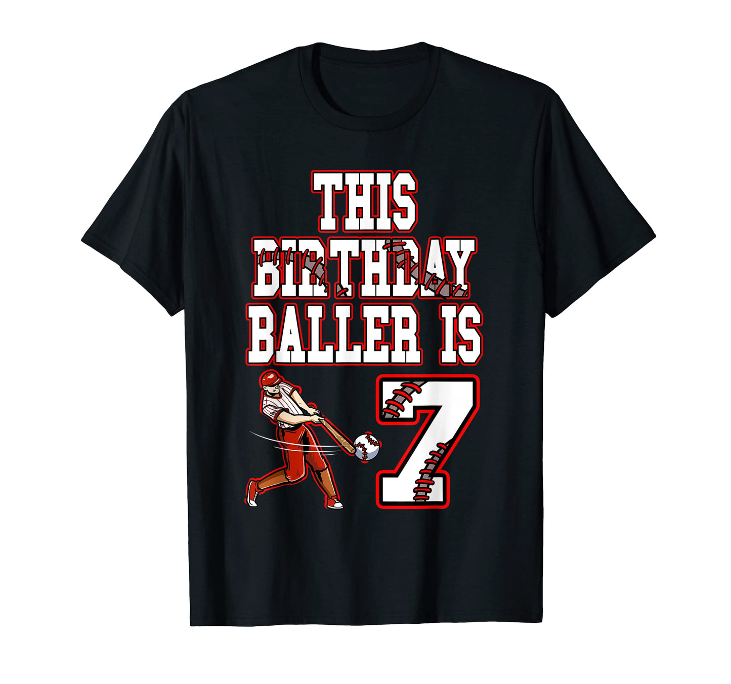 Baseball Player This Baller Is 7Th T-Shirt - Fun Novelty Design Men Women - T-Shirt, Sweatshirt, Hoodie