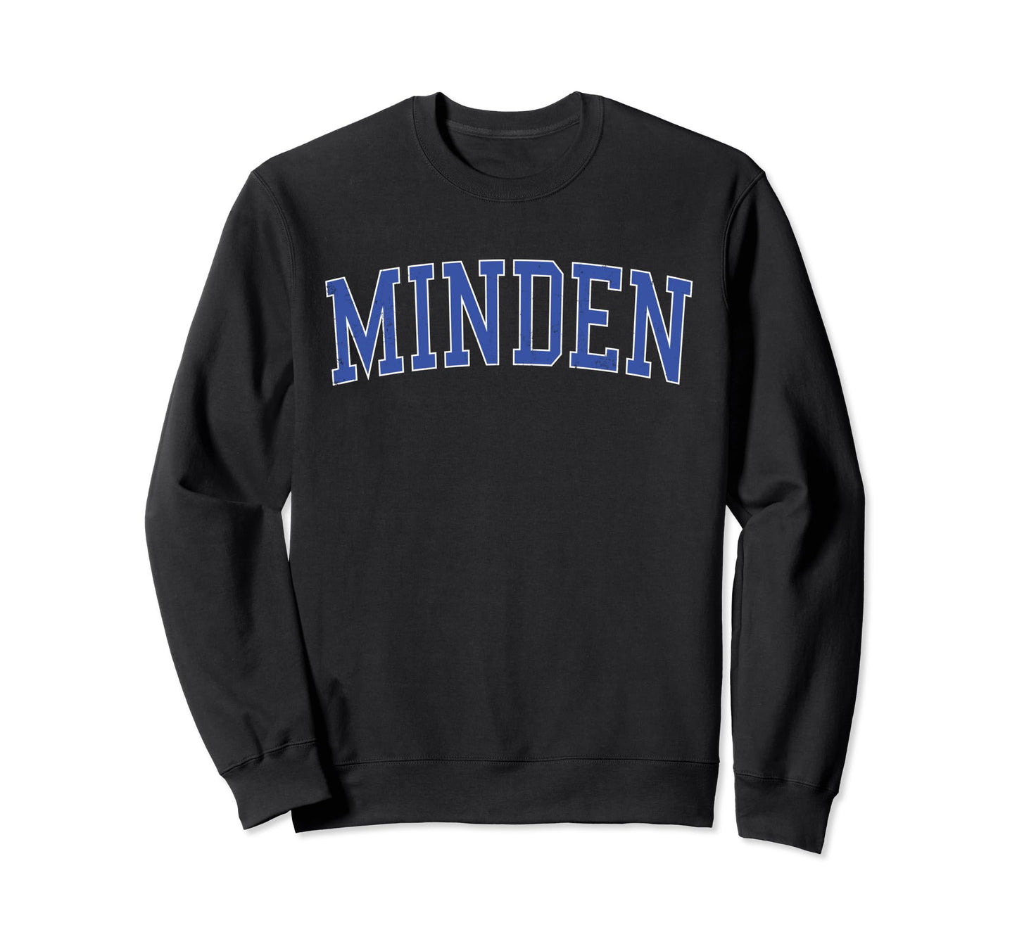 Minden La Distressed Blue Varsity Sweatshirt - Minimalist Print for Adults - T-Shirt, Sweatshirt, Hoodie