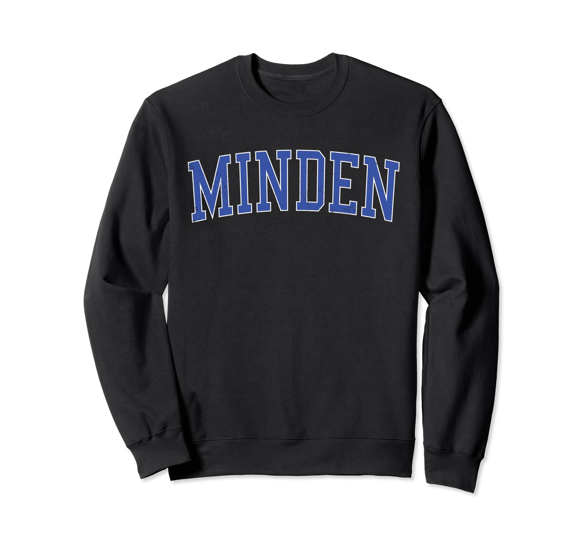Minden La Distressed Blue Varsity Sweatshirt - Minimalist Print for Adults - T-Shirt, Sweatshirt, Hoodie