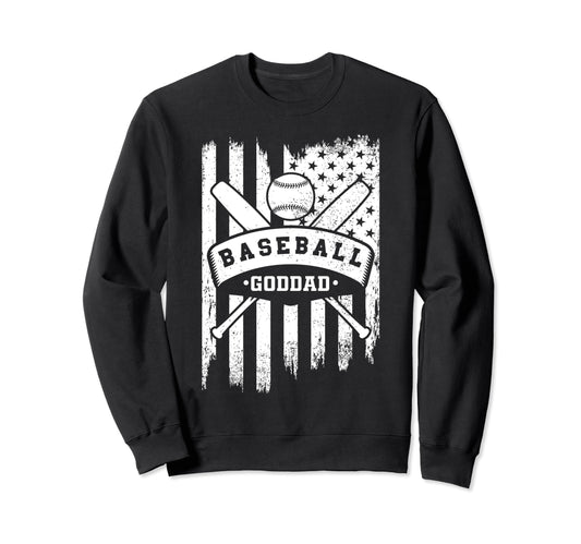 Baseball Goddad Usa American Flag Sweatshirt - Novelty Apparel for Adults - T-Shirt, Sweatshirt, Hoodie