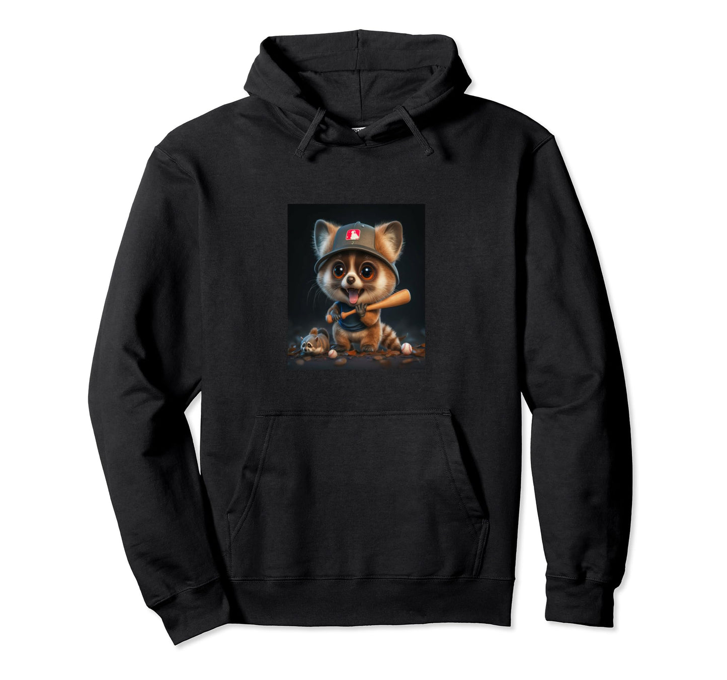 Home Run Happiness Baseball Loving Tanuki Hoodie - Graphic Print Unisex - T-Shirt, Sweatshirt, Hoodie