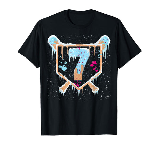 Baseball 7 Year Old Ice Cream Drip T-Shirt - Casual Everyday Wear Unisex - T-Shirt, Sweatshirt, Hoodie