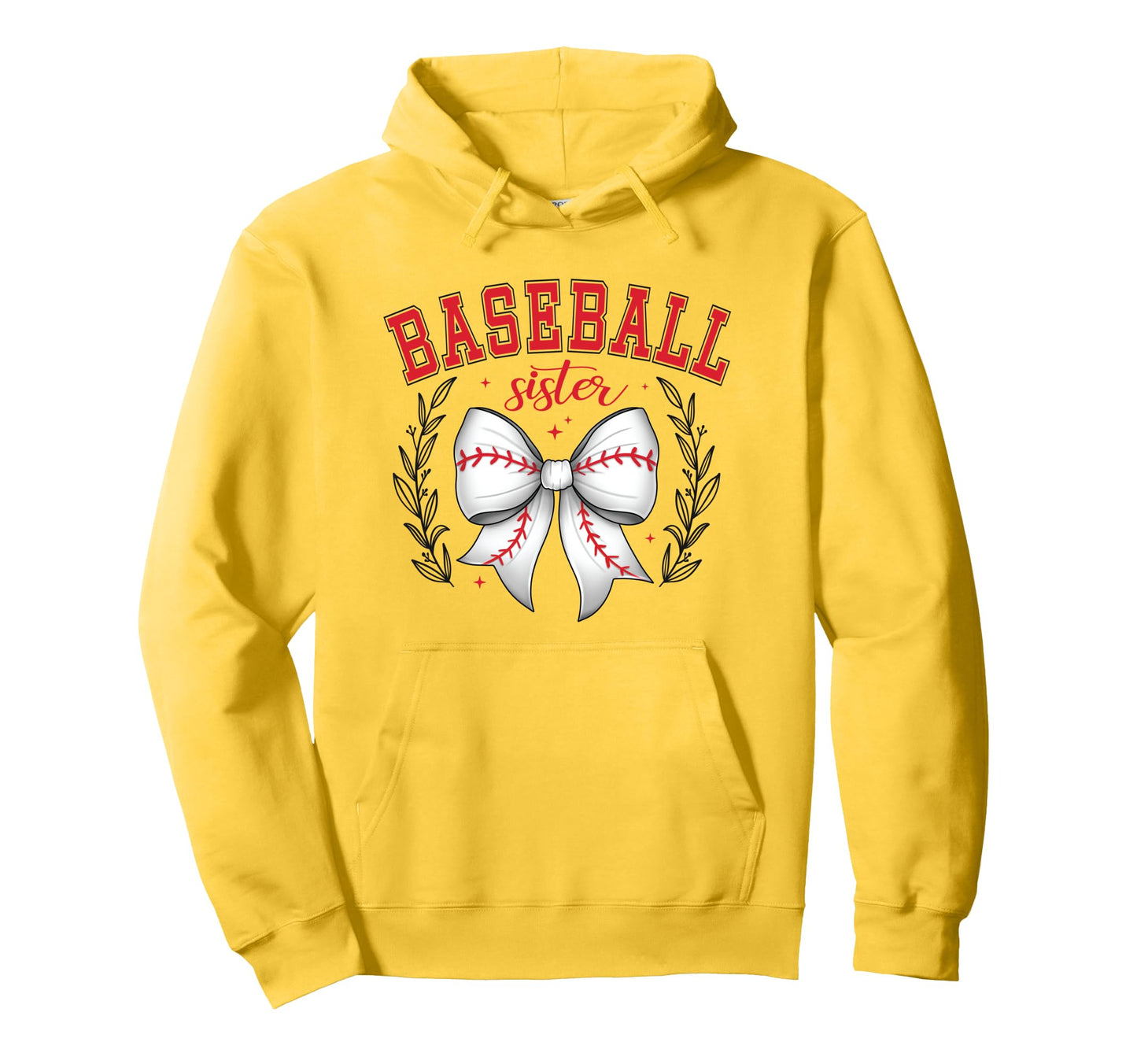 Baseball Sister Coquette Bow Cheer Baseball Hoodie - Graphic Print Unisex - T-Shirt, Sweatshirt, Hoodie