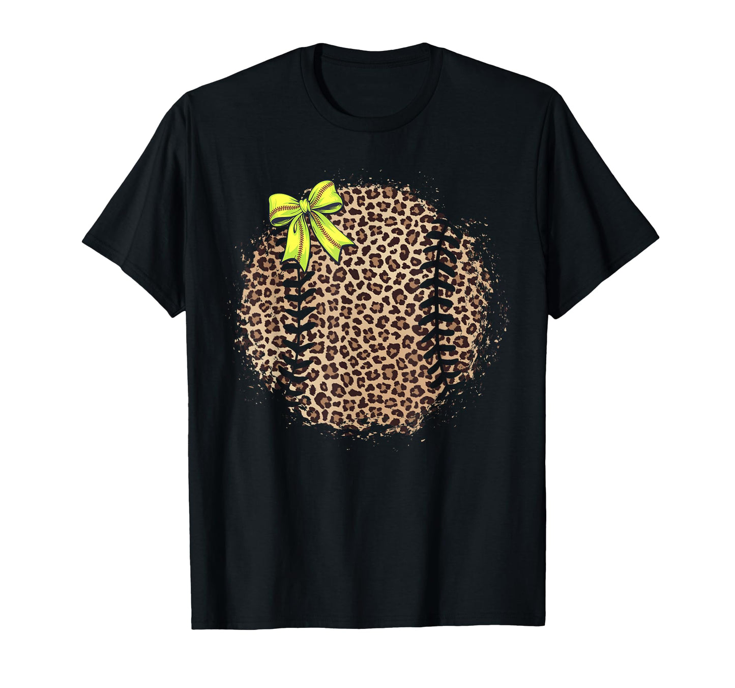 Softball Mom Leopard Coquette Bow T-Shirt - Minimalist Print Unisex - T-Shirt, Sweatshirt, Hoodie