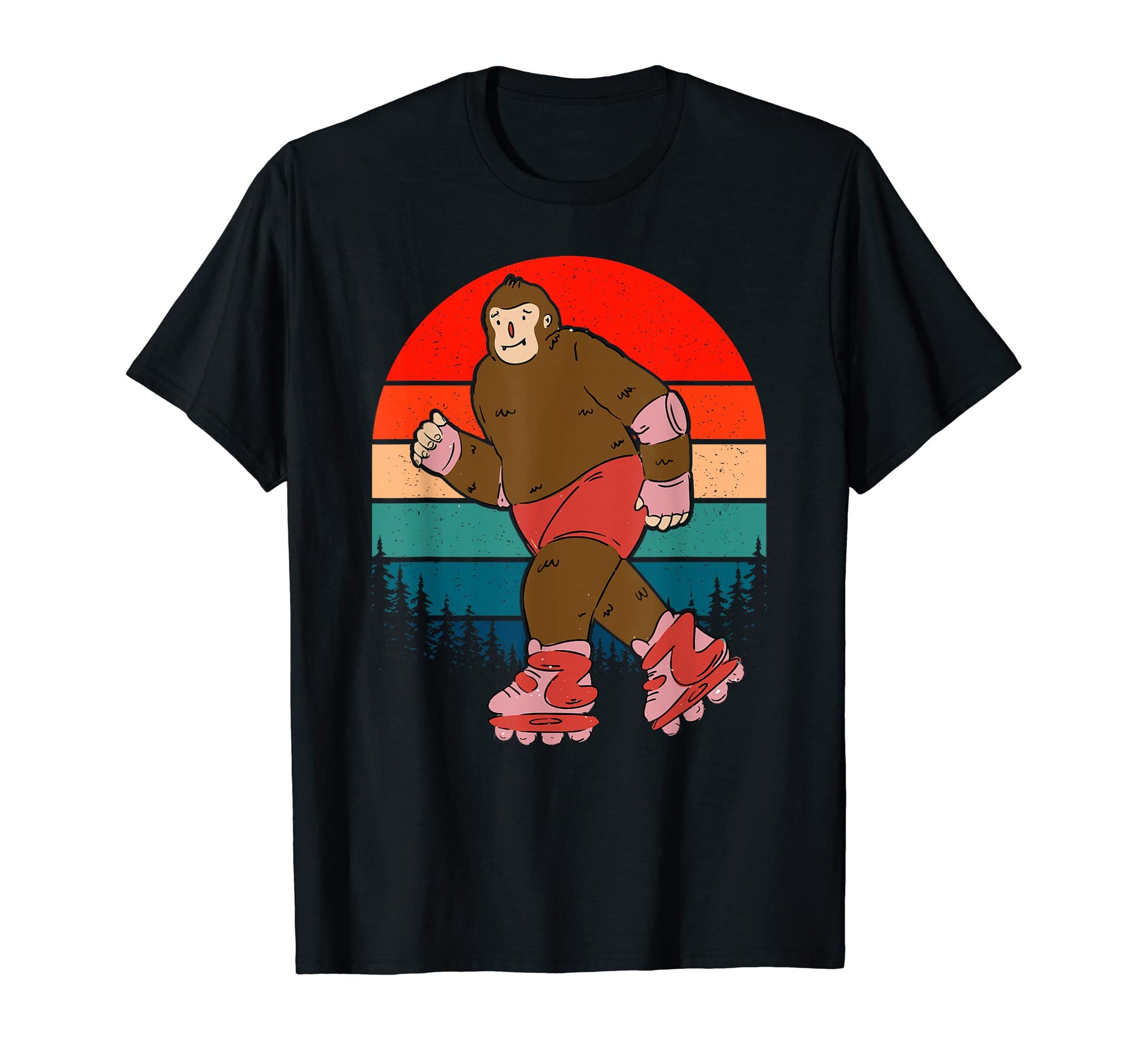 Bigfoot Roller Skating Sasquatch 80S T-Shirt - Minimalist Print Unisex - T-Shirt, Sweatshirt, Hoodie