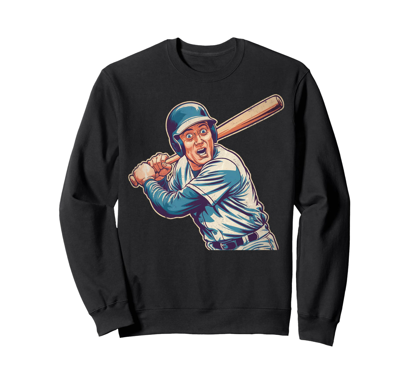 Baseball Batter Distressed Sports Sweatshirt - Streetwear Style for Adults - T-Shirt, Sweatshirt, Hoodie