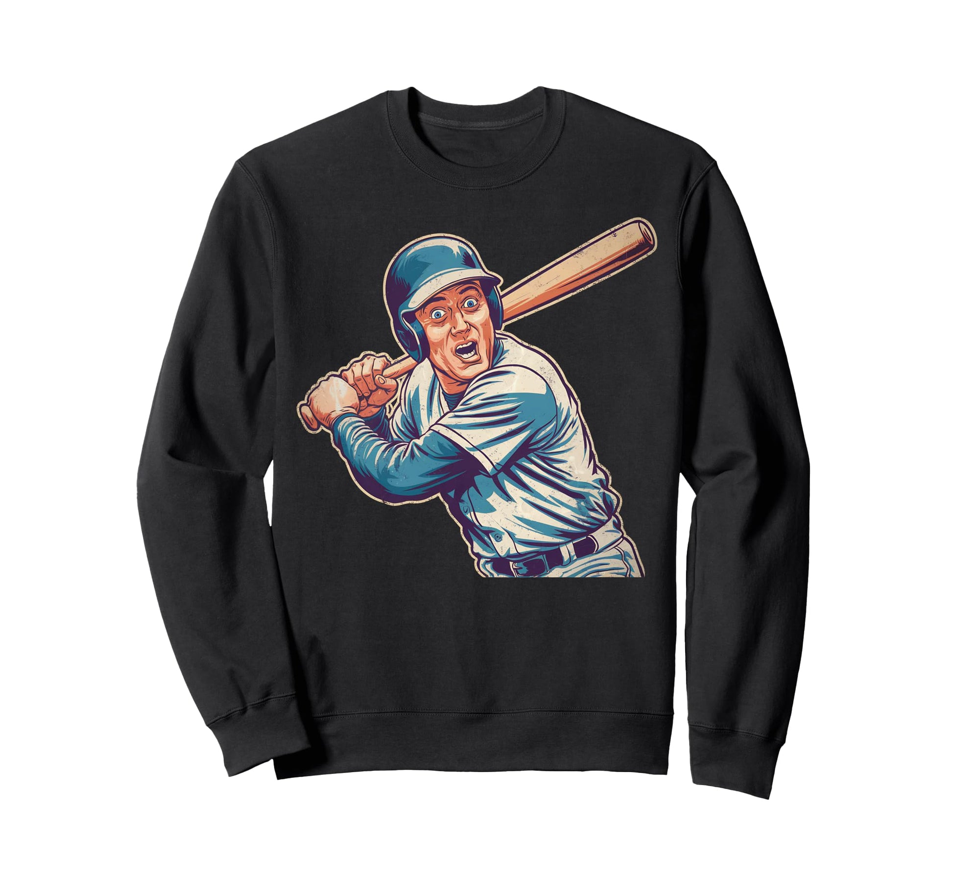 Baseball Batter Distressed Sports Sweatshirt - Streetwear Style for Adults - T-Shirt, Sweatshirt, Hoodie