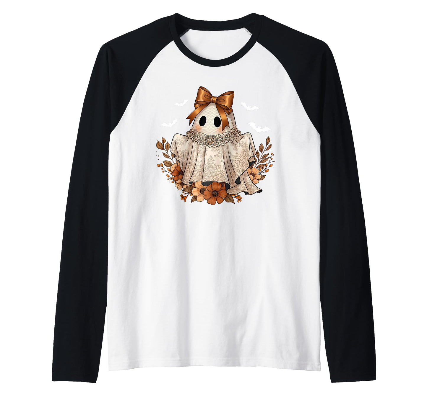Ghost Bow Flowers Floral Halloween Sweatshirt - Graphic Print Men Women - T-Shirt, Sweatshirt, Hoodie