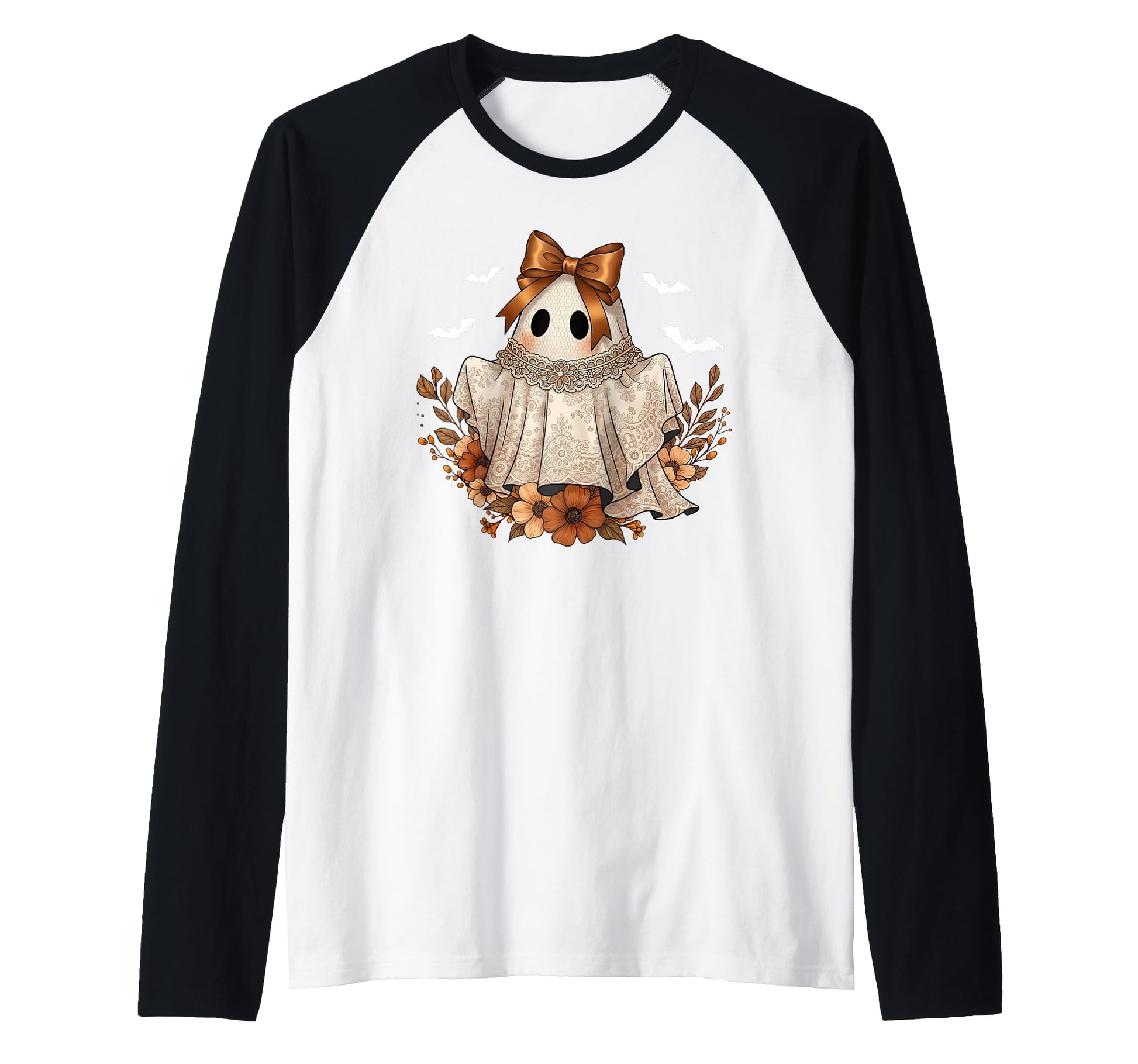 Ghost Bow Flowers Floral Halloween Sweatshirt - Graphic Print Men Women - T-Shirt, Sweatshirt, Hoodie