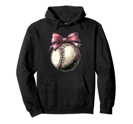 Baseball Coquette Bow Baseball Game Hoodie - Unique Graphic Unisex - T-Shirt, Sweatshirt, Hoodie