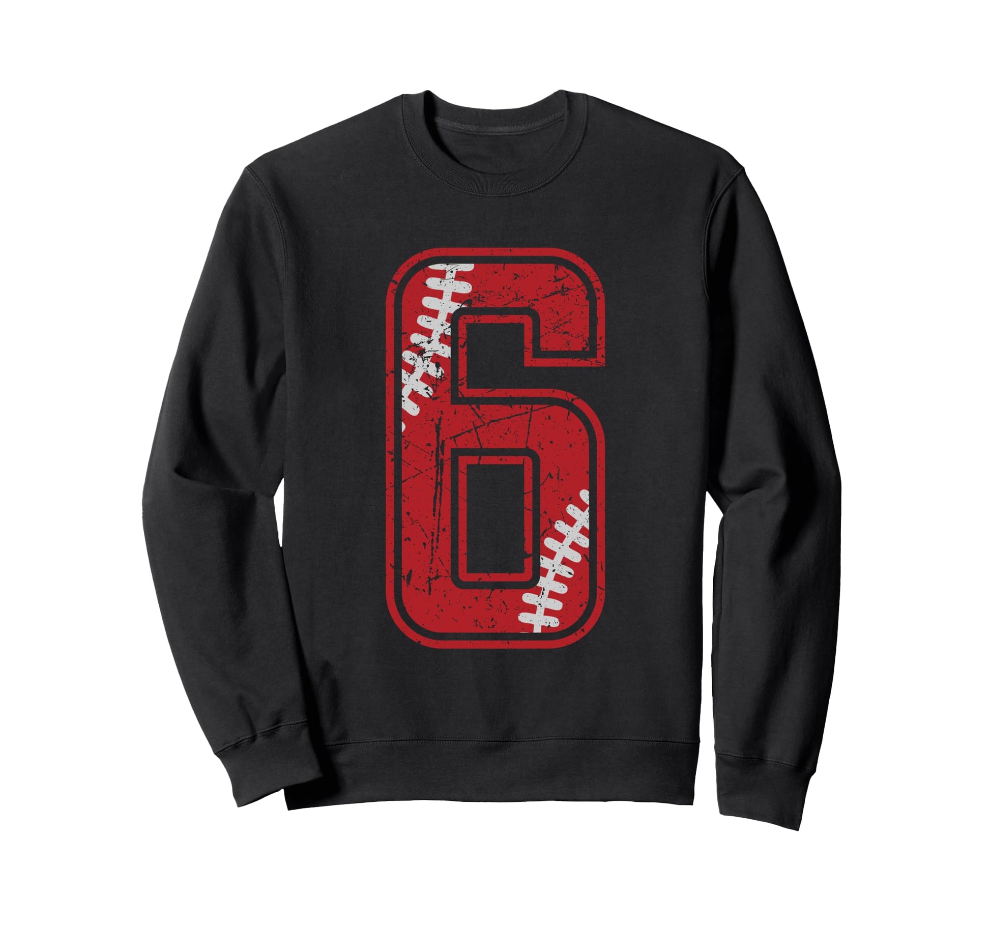 Baseball Number 6 Distressed Sweatshirt - Aesthetic Graphic Men Women - T-Shirt, Sweatshirt, Hoodie