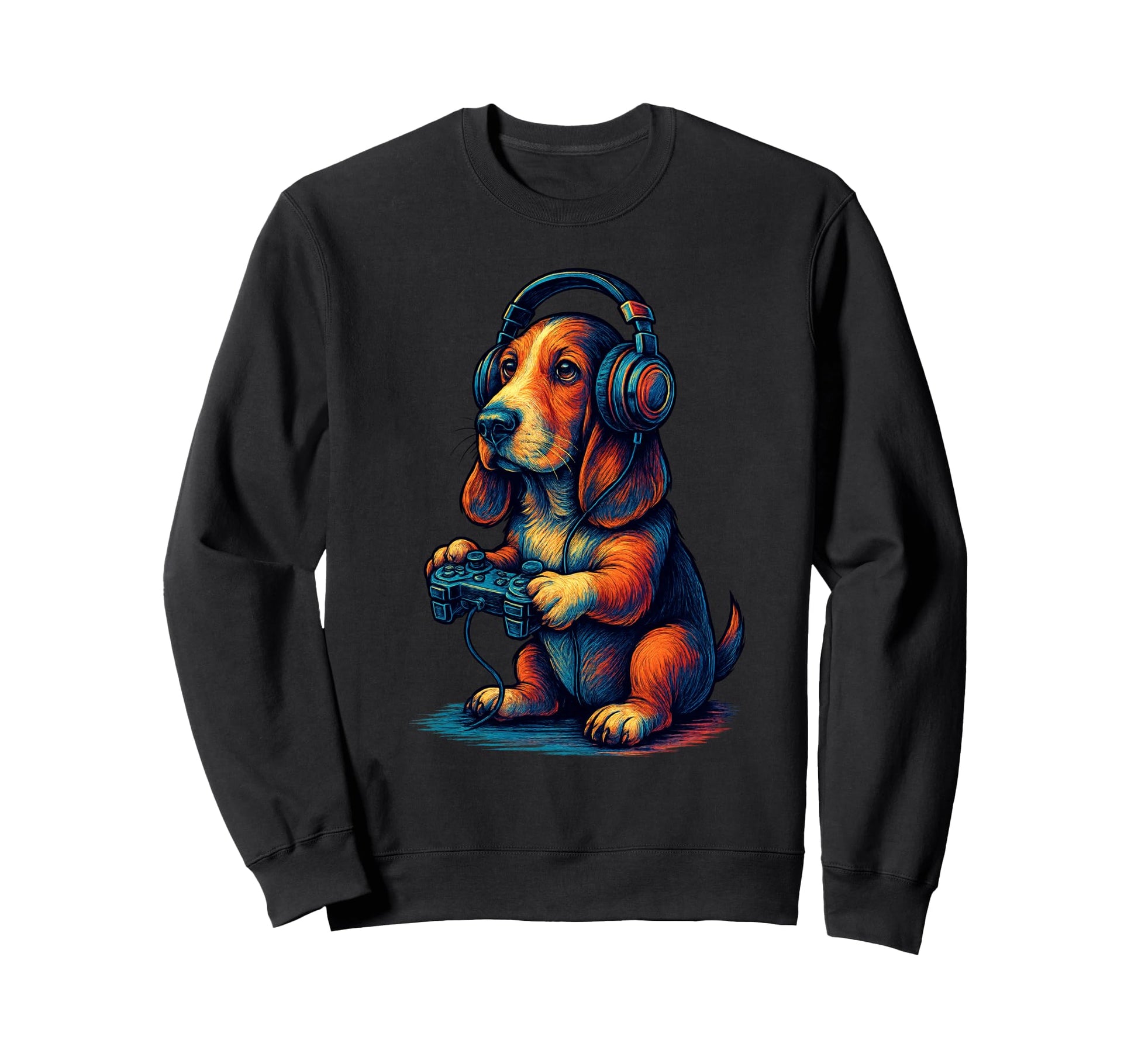 Basset Hound Gamer Gaming Dog Lover Sweatshirt - Trendy Graphic Men Women - T-Shirt, Sweatshirt, Hoodie