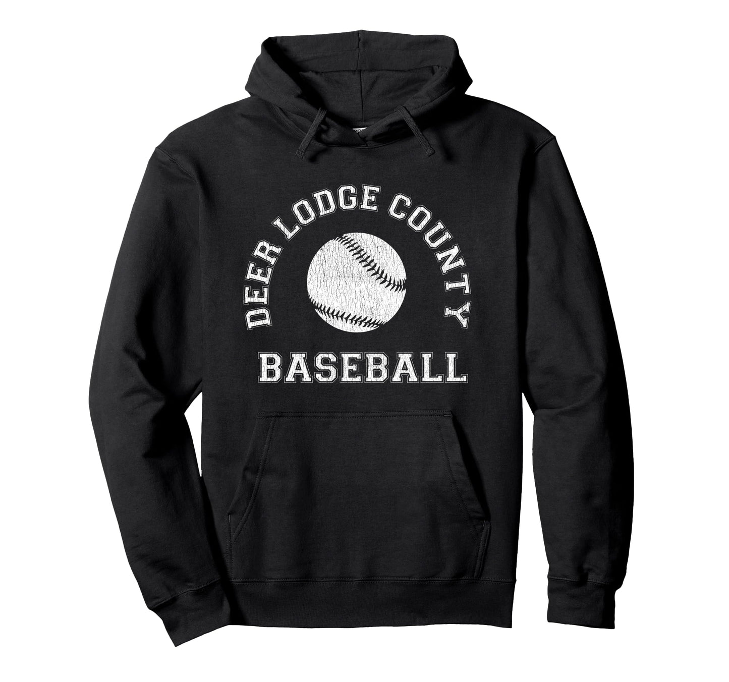 Deer Lodge County Baseball Distressed Hoodie - Trendy Graphic Unisex - T-Shirt, Sweatshirt, Hoodie