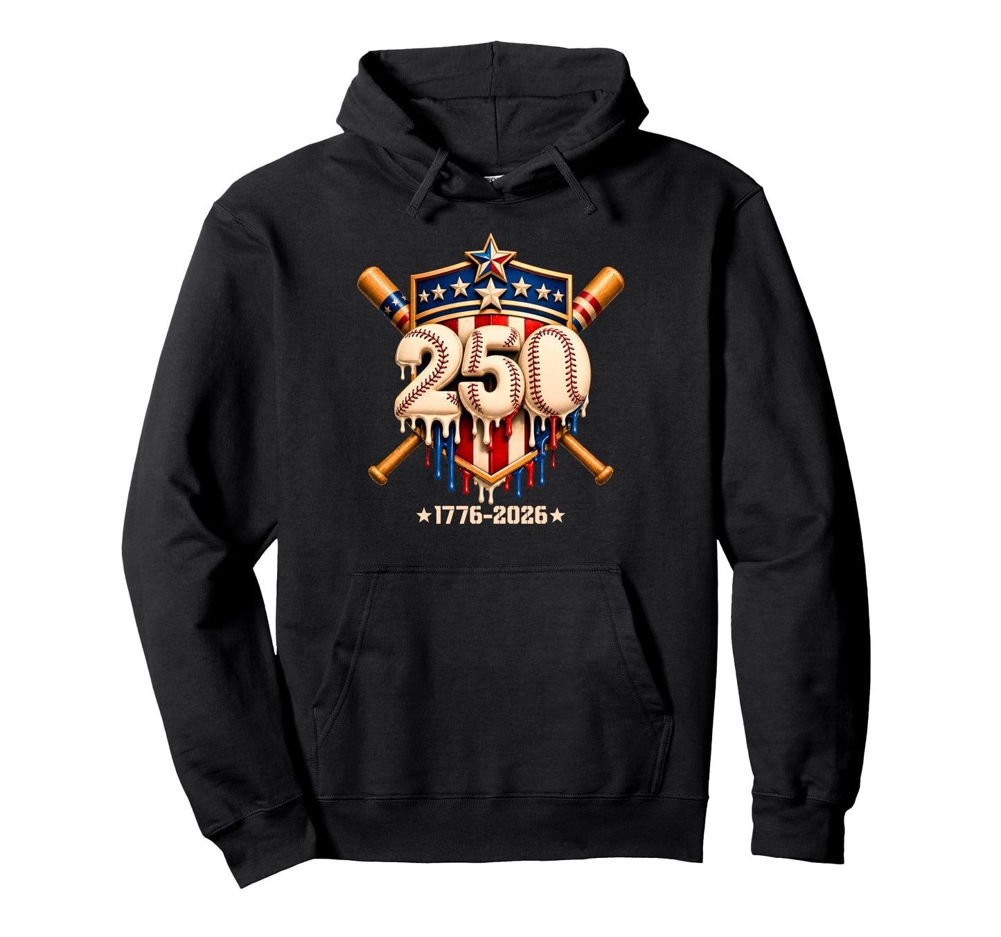 250 Usa Years Baseball Drip 4Th July Hoodie - Graphic Print for Adults - T-Shirt, Sweatshirt, Hoodie