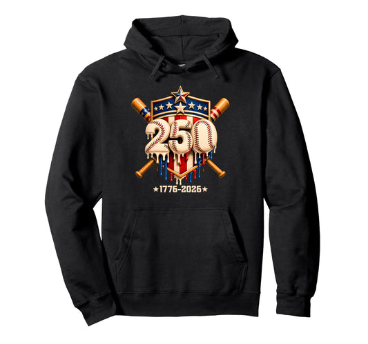 250 Usa Years Baseball Drip 4Th July Hoodie - Graphic Print for Adults - T-Shirt, Sweatshirt, Hoodie
