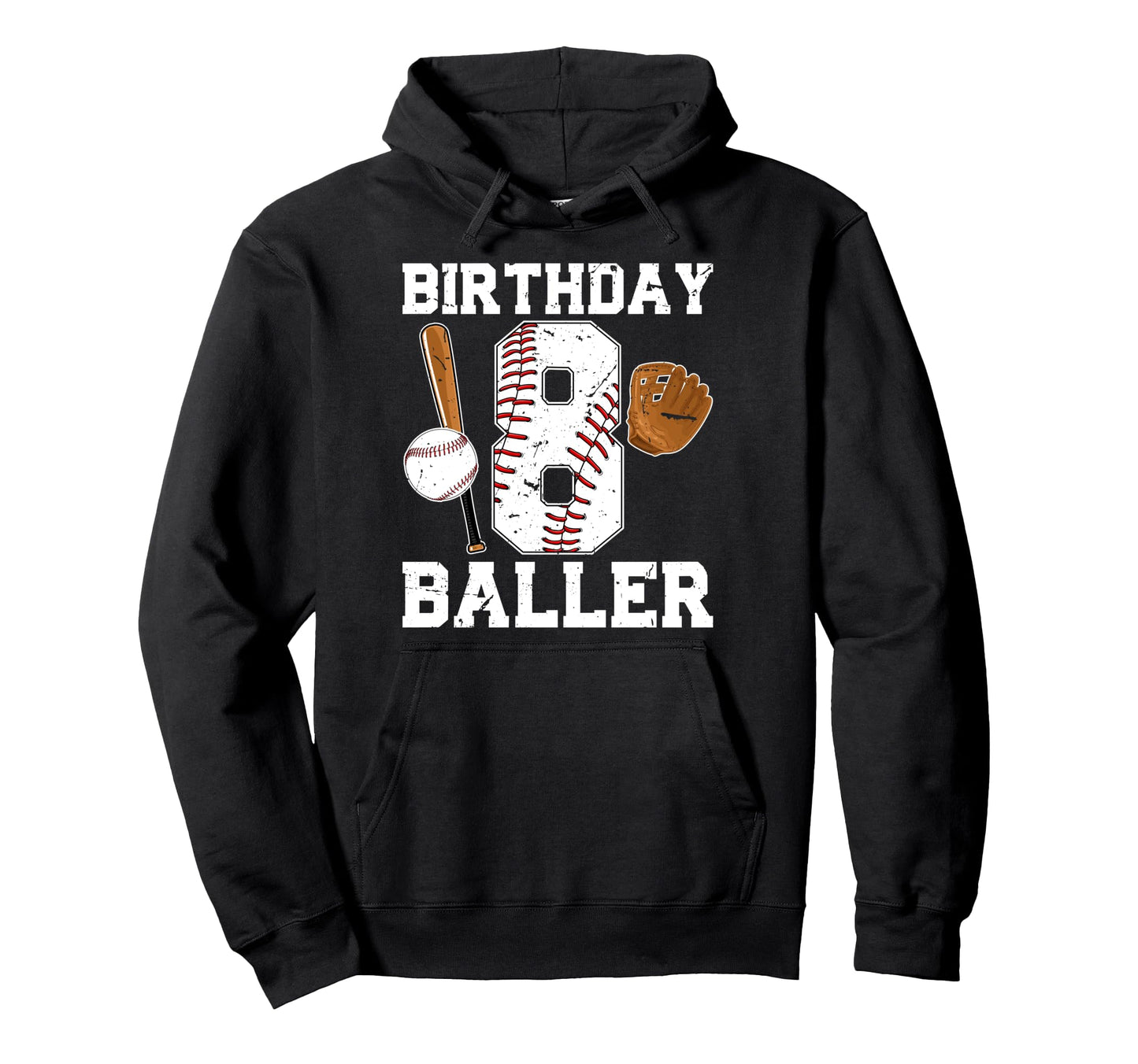 8Th Birthday Baseball Eight Year Old Hoodie - Fun Novelty Design Unisex - T-Shirt, Sweatshirt, Hoodie