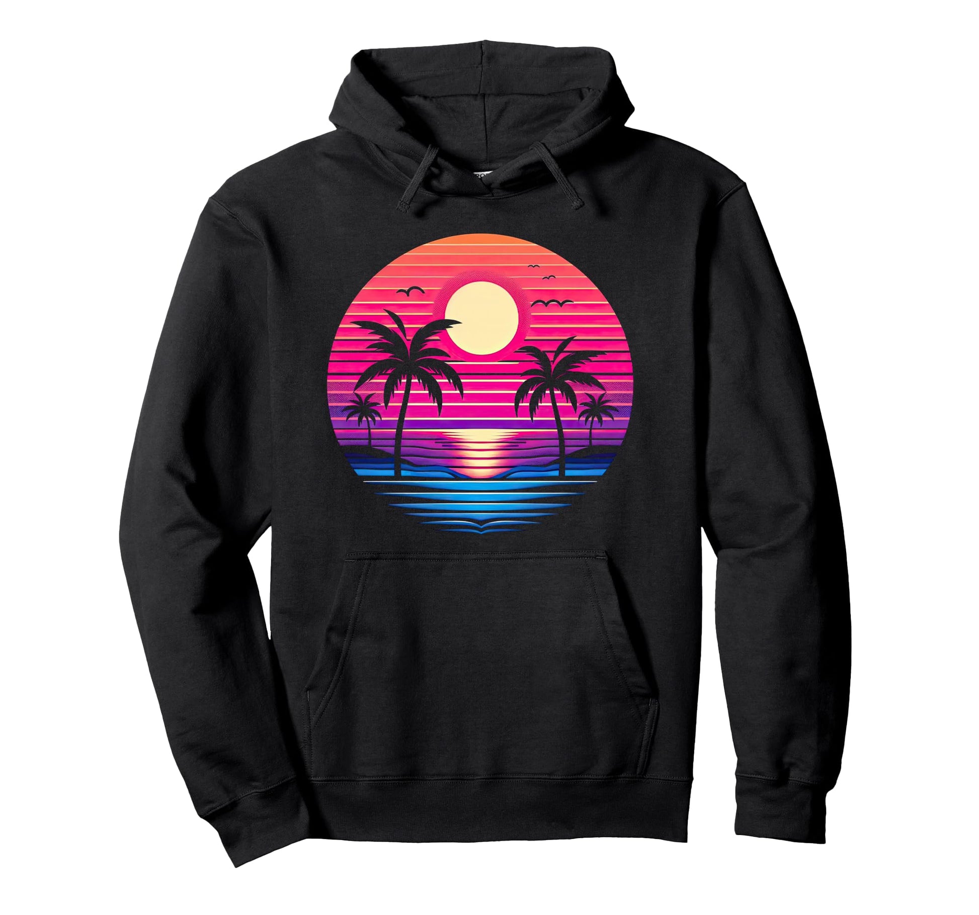 Synthwave Vaporwave Tropical Palm Hoodie - Custom Art Print Men Women - T-Shirt, Sweatshirt, Hoodie