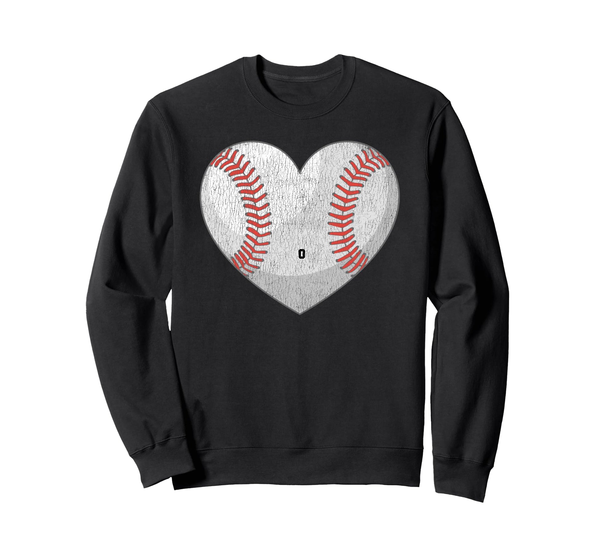 Baseball Number 0 Distressed Heart Sweatshirt - Unique Graphic Unisex - T-Shirt, Sweatshirt, Hoodie