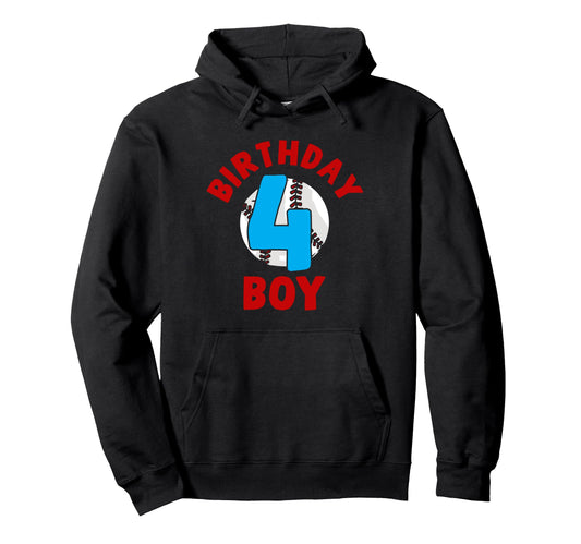 4Th Birthday Baseball Birthday Four Hoodie - Custom Art Print Men Women - T-Shirt, Sweatshirt, Hoodie