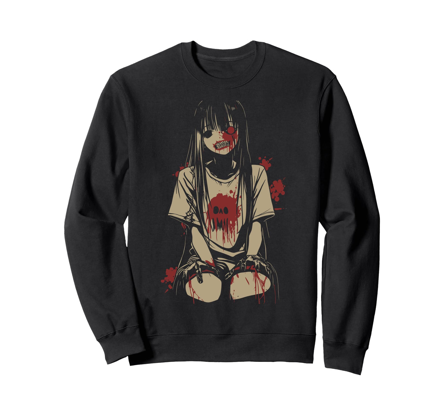 Anime Horror Aesthetic Soft Grunge Sweatshirt - Minimalist Print Unisex - T-Shirt, Sweatshirt, Hoodie